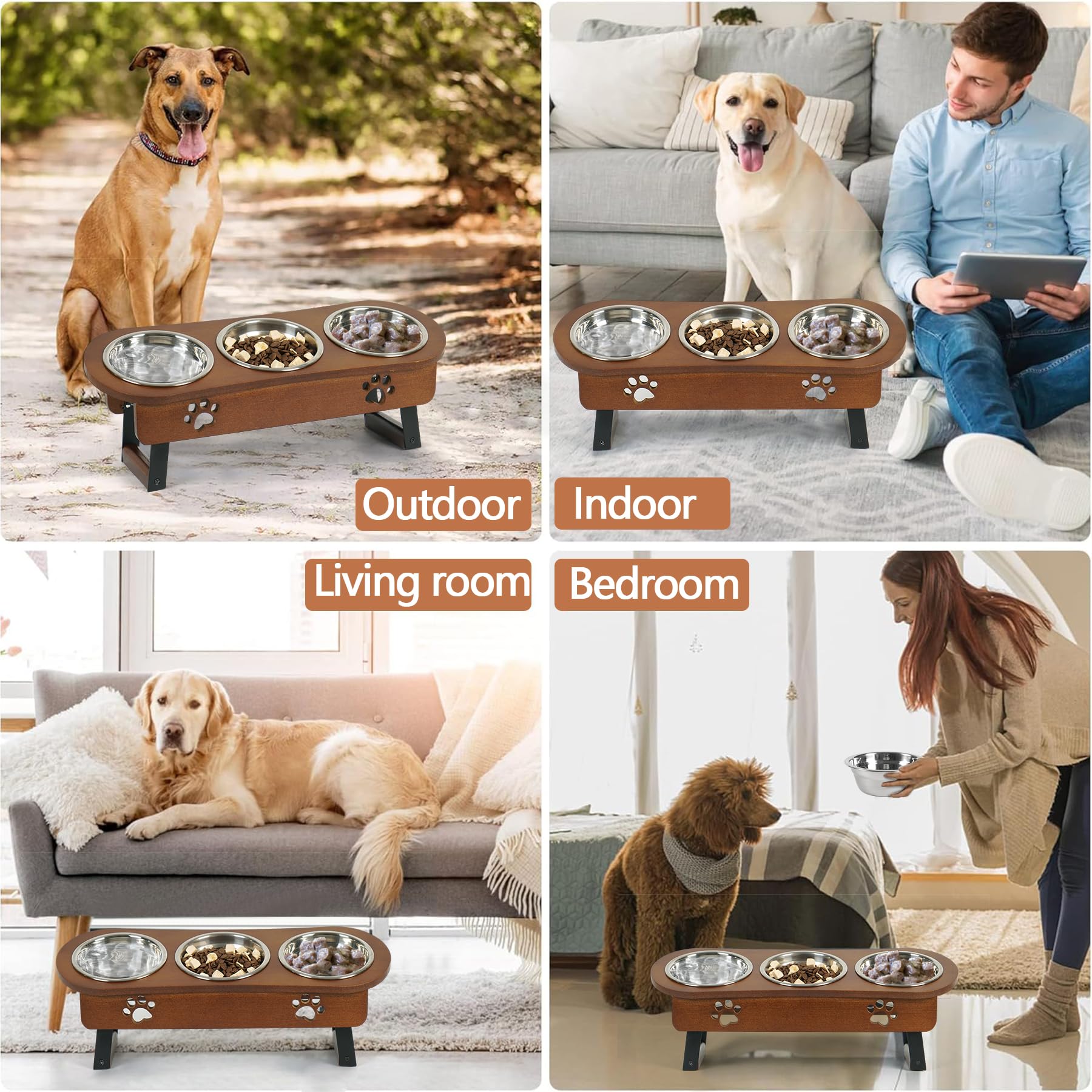 **Elevated Cat Food Bowls - 2 Height Adjustable Raised Pet Bowls for Cats & Small Dogs, Tilted Feeder Stand with 3 Bowls - Perfect for Senior Pets & Digestion Support**    *(Use Cases: Ideal for older cats/dogs, pets with arthritis, or digestive issues; helps reduce neck strain and promotes comfortable feeding.)*