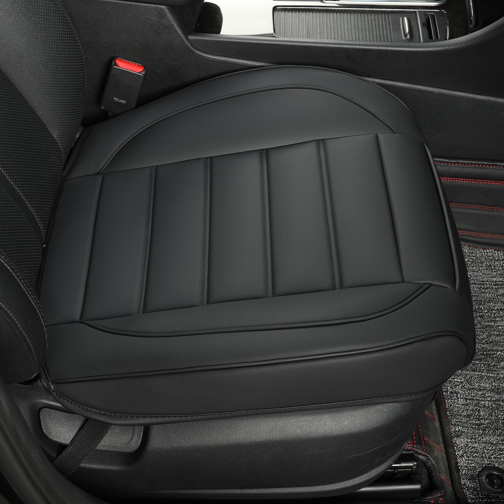 Premium 1-Pack Leather Front Car Seat Covers - Waterproof Luxury Seat Protectors for Sedans, Trucks & SUVs | Full Wrap Design with Bottom Seat Cover | Perfect for Commuting, Road Trips & Daily Protection (Black)