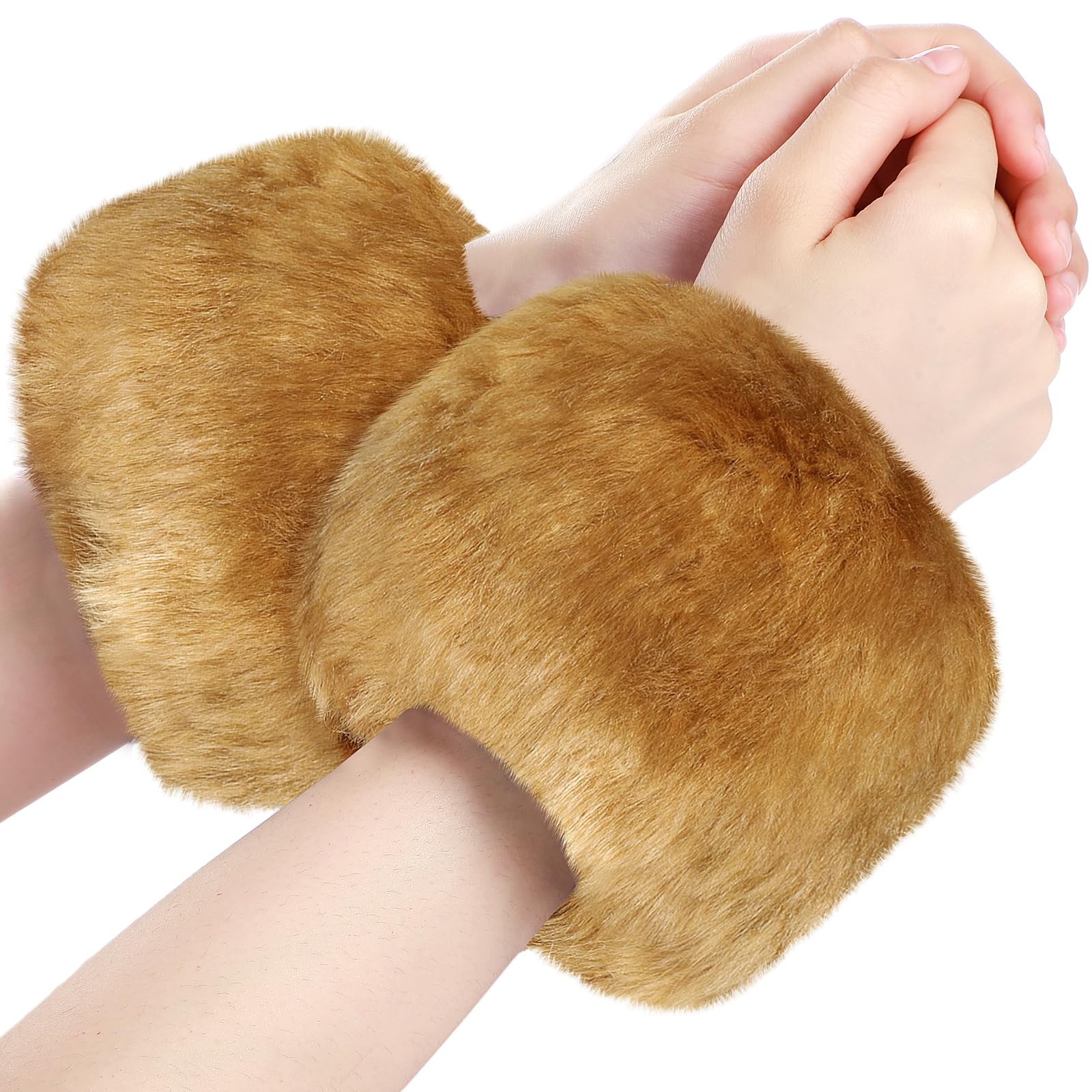 SATINIOR Faux Fur Short Wrist Cuff Winter Warmers - Soft Fuzzy Wrist Warmers for Women & Girls - Perfect for Cold Weather, Outdoor Activities & Fashion Accessories