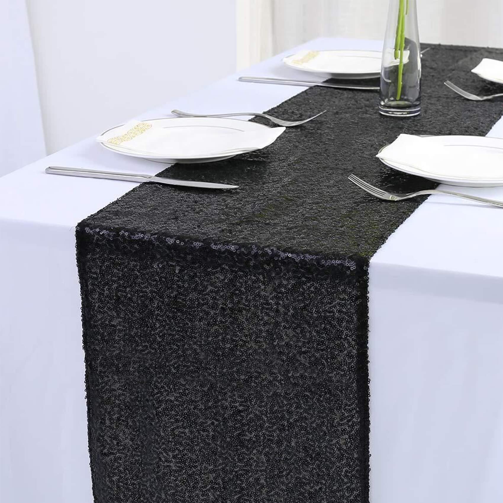 12 Pack Sequin Table Runners - Glitter Dining Table Decor for Birthday, Wedding, Engagement, Bridal Shower, Baby Shower, Bachelorette & Holiday Parties (12