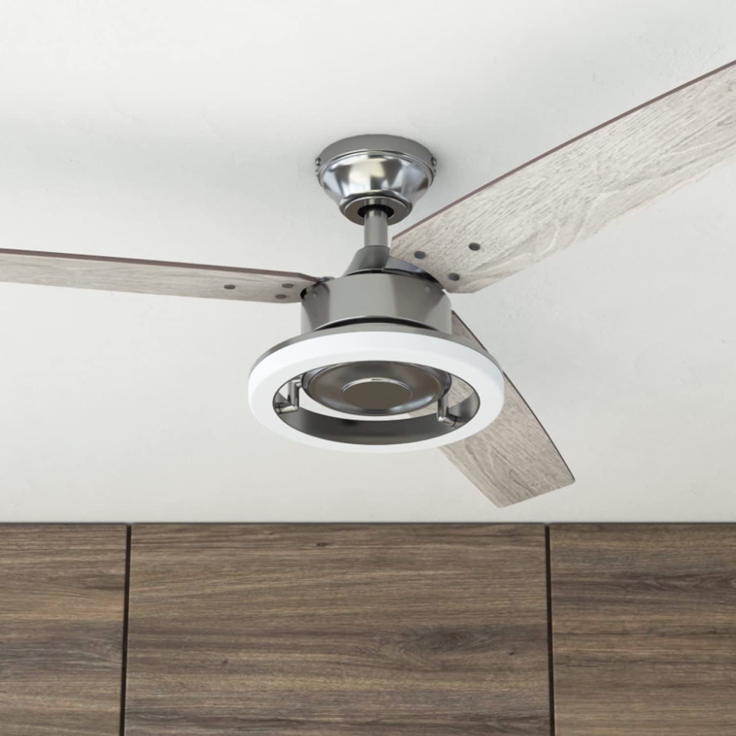 Prominence Home 51488-01 Orbis 52-Inch Gun Metal Ceiling Fan with Light Kit - Modern Indoor Cooling for Living Room, Bedroom & Office