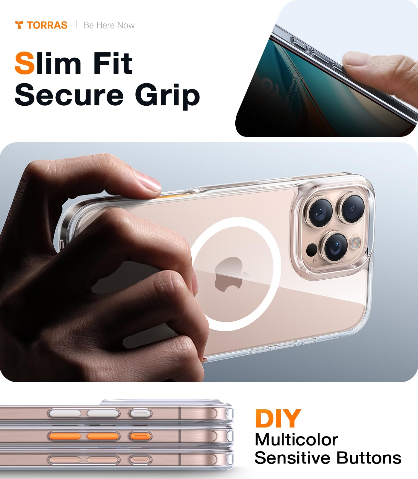 TORRAS Ultra Strong Magnetic Shockproof Case for iPhone 16 Pro - Military Grade Drop Protection, Slim Magsafe Compatible, Anti-Scratch Clear Silicone Cover - Perfect for Outdoor Adventures & Daily Protection