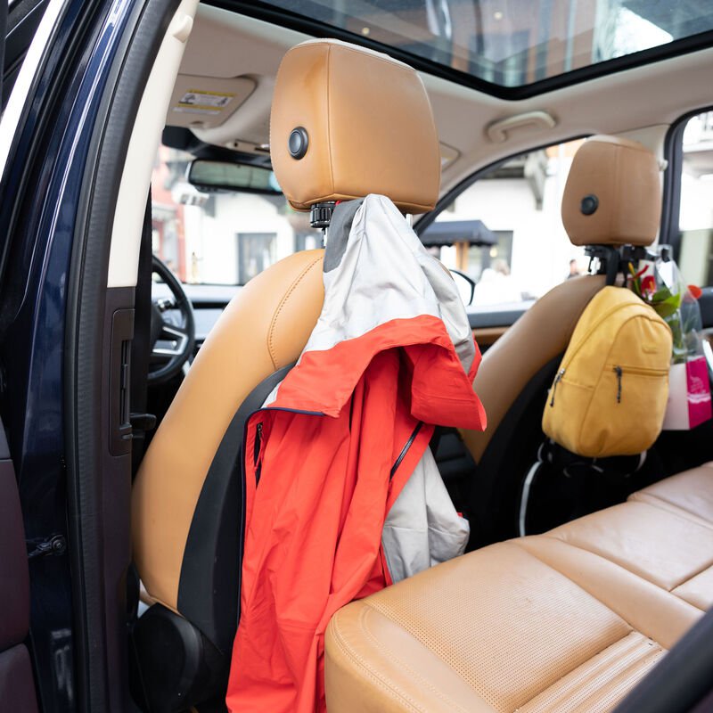 Travelon Car Headrest Hook with Phone Holder - Secure & Convenient Organizer for Phones, Keys, Bags - Perfect for Road Trips, Commuting & Family Travel