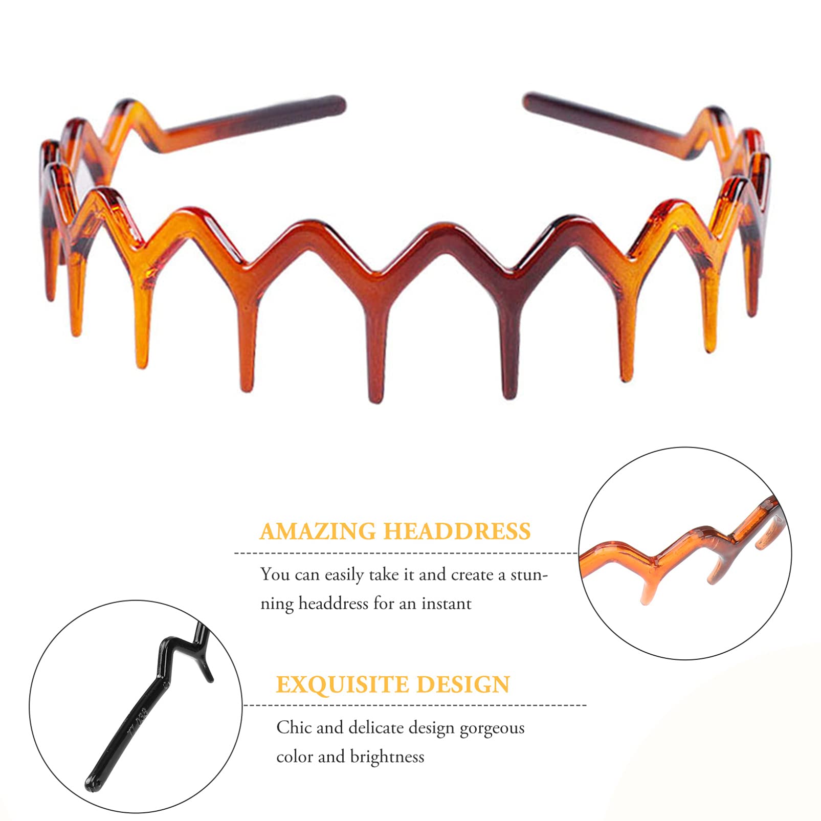 Minkissy Men's Hair Band 2 Pack - Anti-Slip Zigzag Tooth Headbands for Women & Men, Wavy Hair Comb Accessories for Sports, Workouts, Yoga, and Daily Use