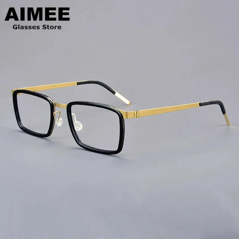 Aimee Unisex Full Rim Square Titanium Acetate Eyeglasses Frame - Lightweight Durable Glasses for Men & Women - Perfect for Reading, Work, and Everyday Fashion