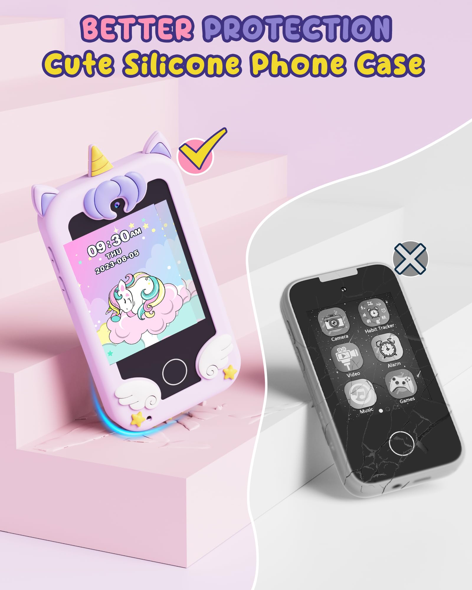 UCIDCI Kids Smart Phone Toy for Girls & Boys Ages 3-7 - Educational Learning Games, Dual Camera, MP3 Music Player - Perfect Christmas & Birthday Gift for Toddlers - Great for Travel, Home Play & Early Learning Development