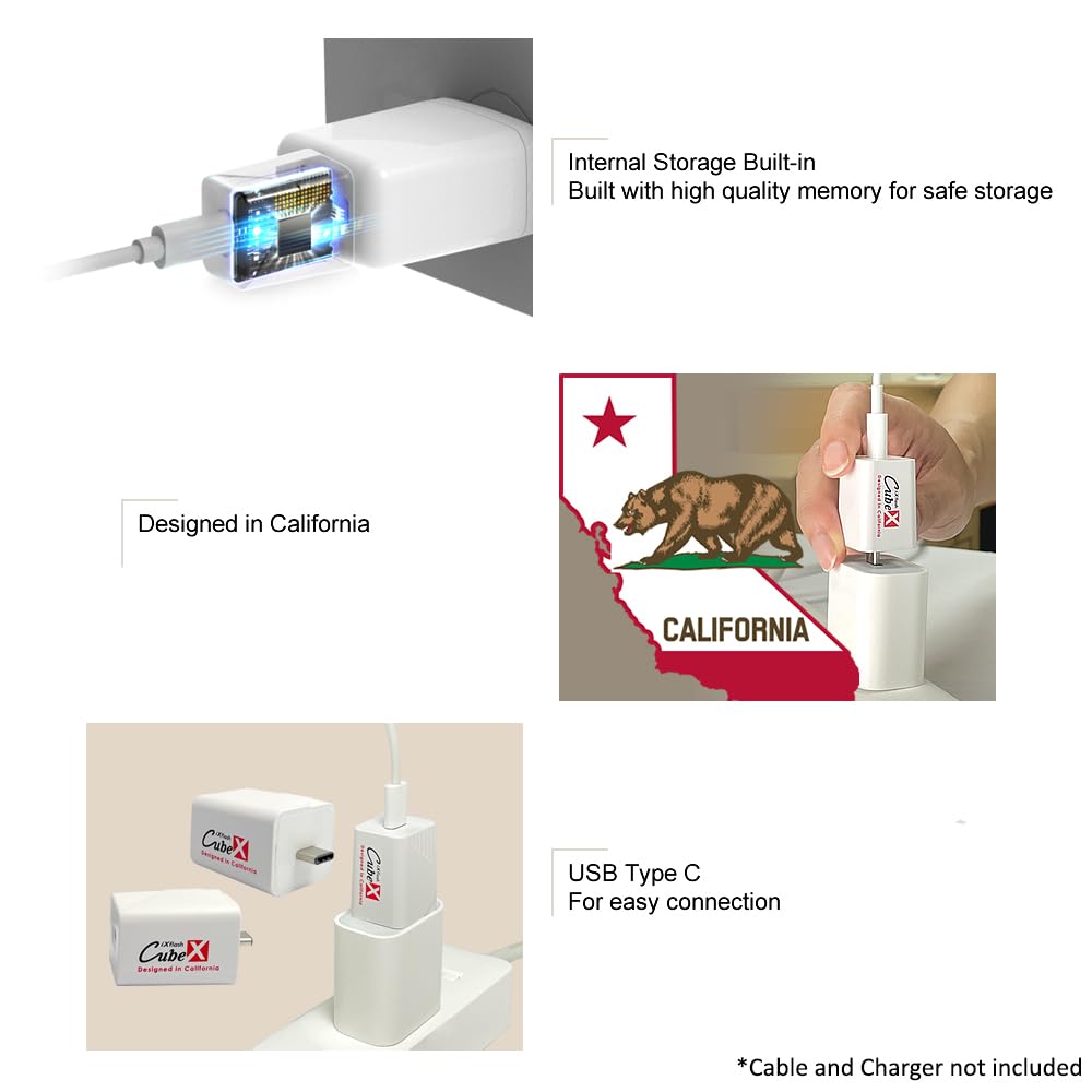 iXflash Cube 256GB MFi Certified USB-C Photo Storage Device for iPhone & iPad - Fast Backup Photos & Videos, Quick Charge - Perfect for Travel, Photography & Data Backup