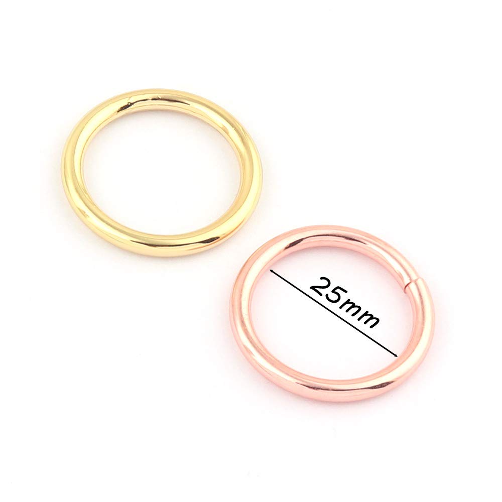 25mm Rose Gold O-Ring Metal Round Ring - Dog Collar Hardware, Keychain Charm, Jewelry Making Hook, Handbag & Purse Craft Supplies for Leatherworking (Rose Gold) - Perfect for DIY Accessories, Pet Gear & Fashion Projects