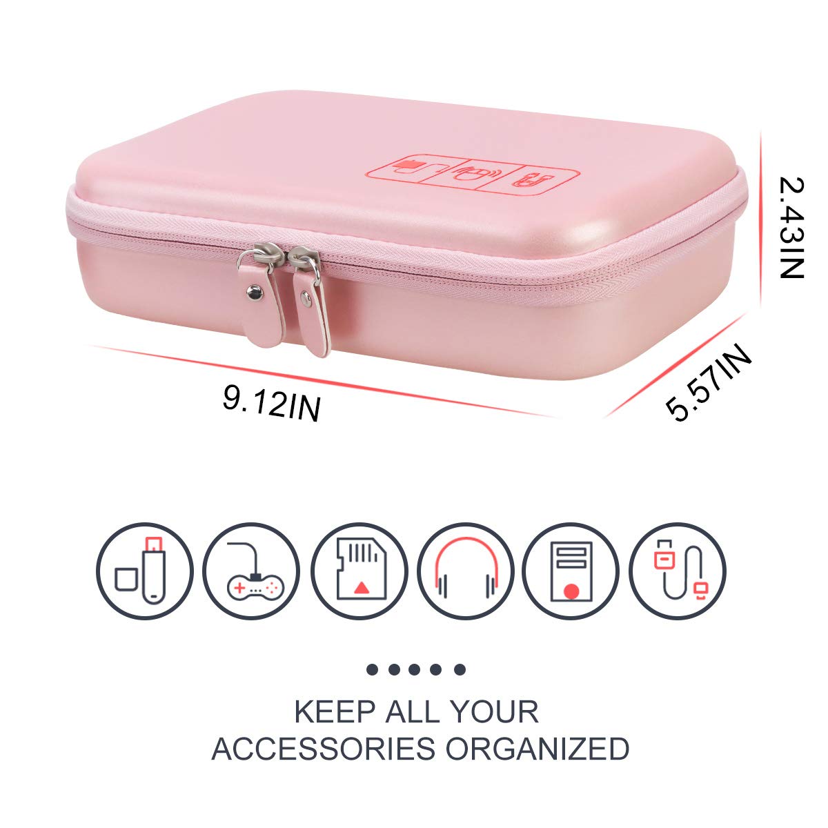 Canboc Travel Organizer for MacBook Accessories - Rose Gold | Portable Tech Bag for Chargers & Cables