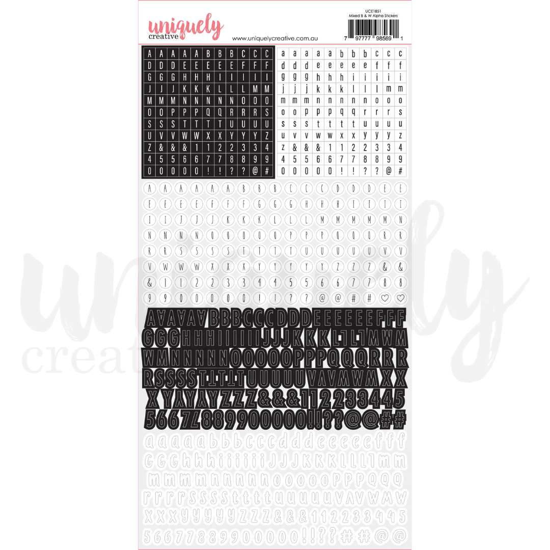 Black & White Alphabet Stickers - Uppercase & Lowercase Letters for Scrapbooking, DIY Crafts, and School Projects