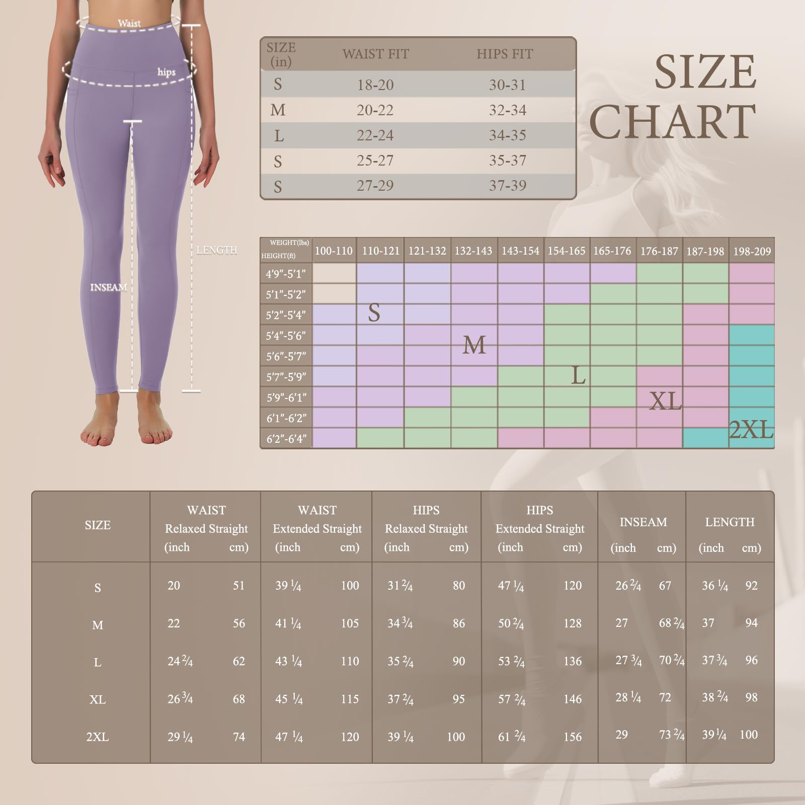 Women's High Waisted Yoga Pants with Tummy Control - Gym Workout Leggings with Pockets for Running, Pilates & Lounge Wear