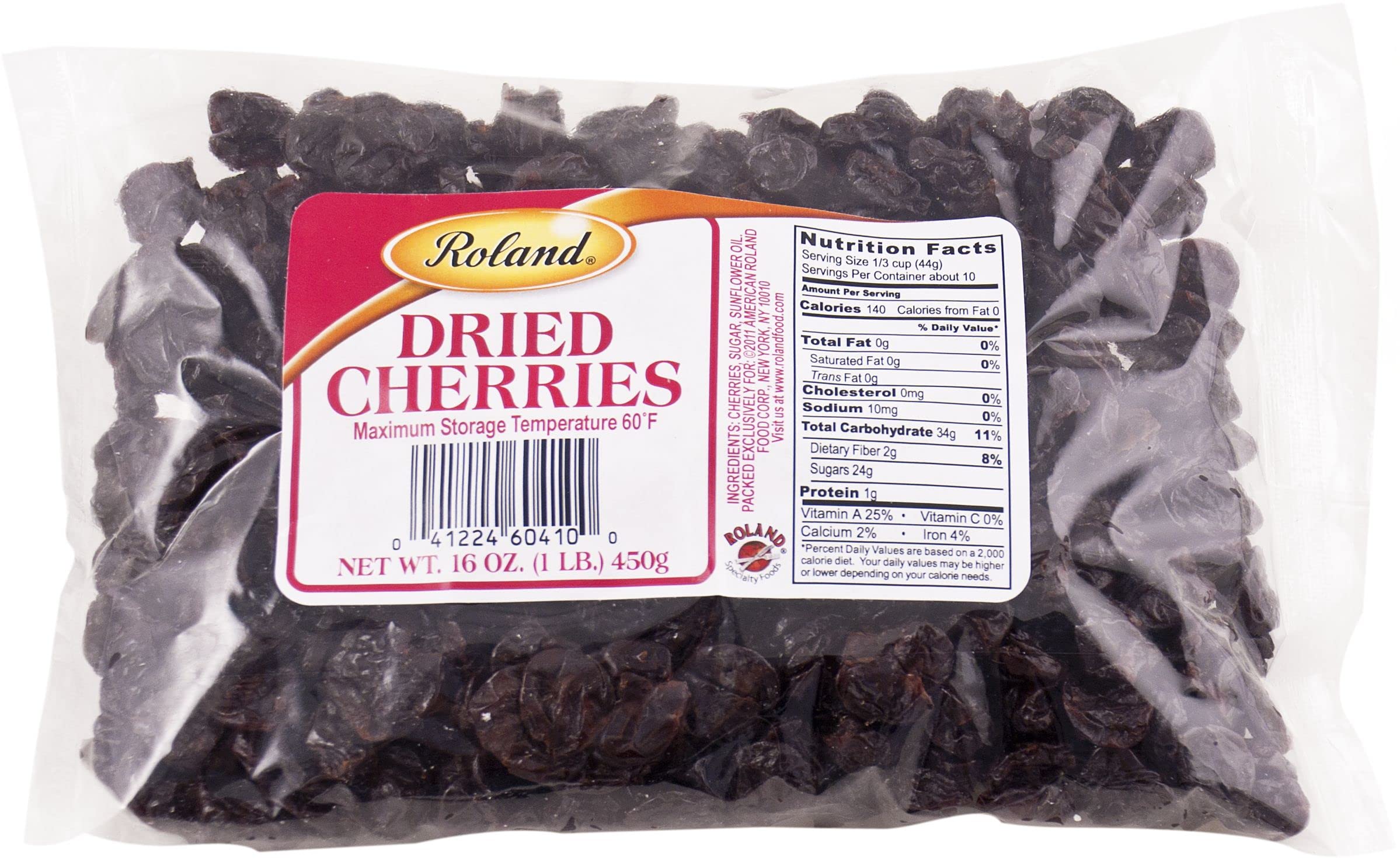 Premium Dried Cherries by Roland Foods | 16oz Resealable Bag | USA-Grown Sweet Cherries | Perfect for Baking, Snacking & Trail Mixes