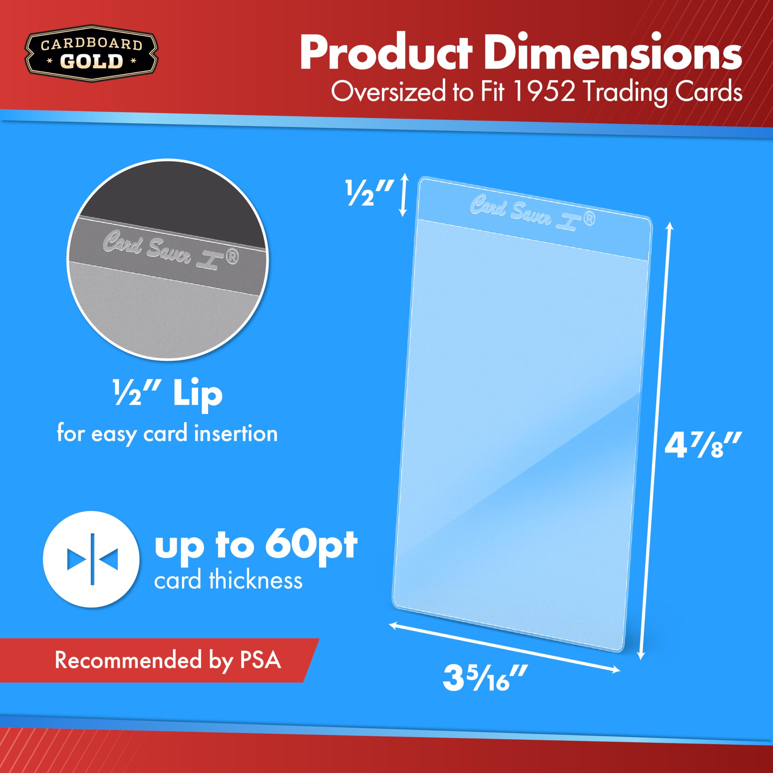 PSA-Approved Card Saver 1 - 50 Count Semi-Rigid Trading Card Holder Protectors | Baseball, Sports & Collectible Cards Storage | Compatible with Card Sleeves, Binders & Storage Boxes | Perfect for Card Grading, Trading & Collection Organization