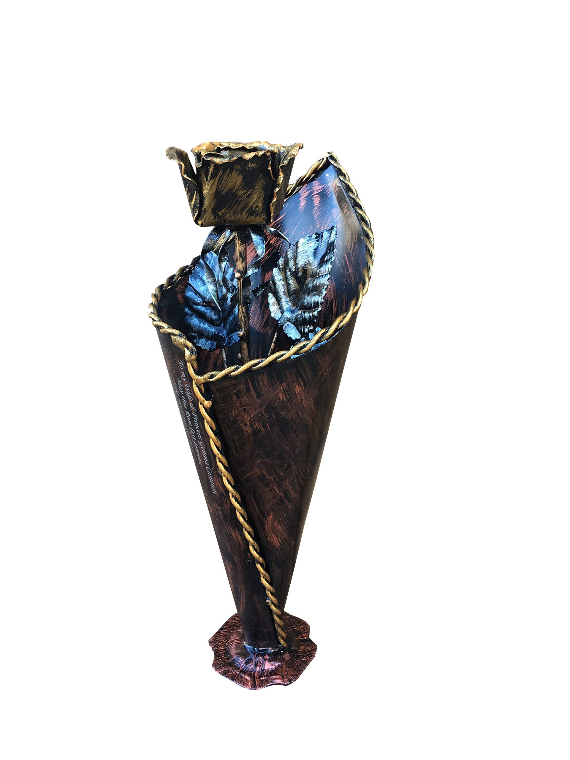 Hand-Forged Iron Rose in Vase - Unique 6th Anniversary Gift for Her, Durable Metal Sculpture & Romantic Home Decor - Perfect for Wedding Anniversaries, Valentine's Day & Office Desk Decoration