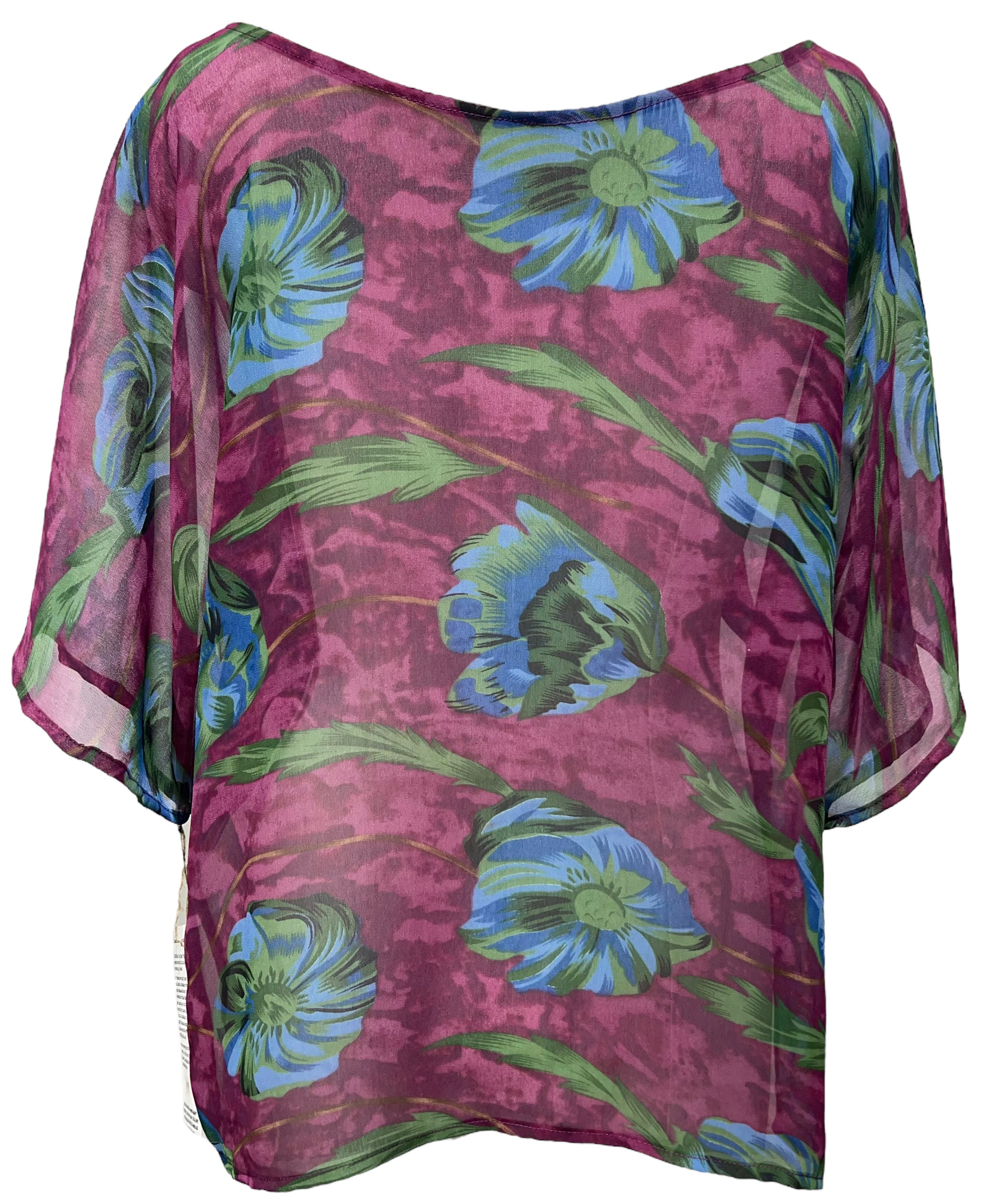 PRG4340 Women's Sheer Avatar Pure Silk Side Slit Blouse - Elegant Sleeveless Top for Evening Parties & Date Nights