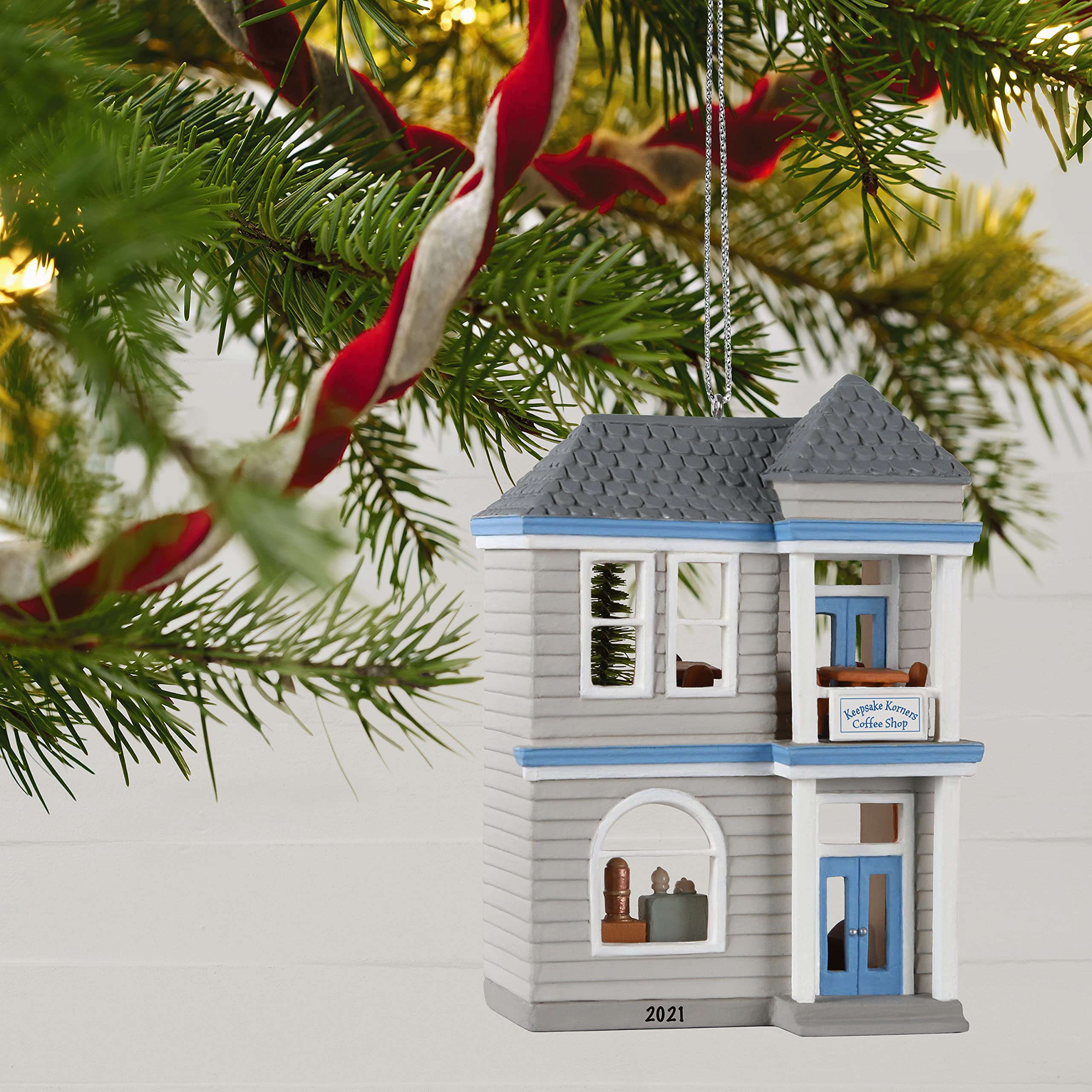 Hallmark Keepsake Christmas Ornament 2021 - Nostalgic Plastic Coffee Shop Decor with Year Date | Perfect for Holiday Tree Decorations, Gift Giving & Collectible Display