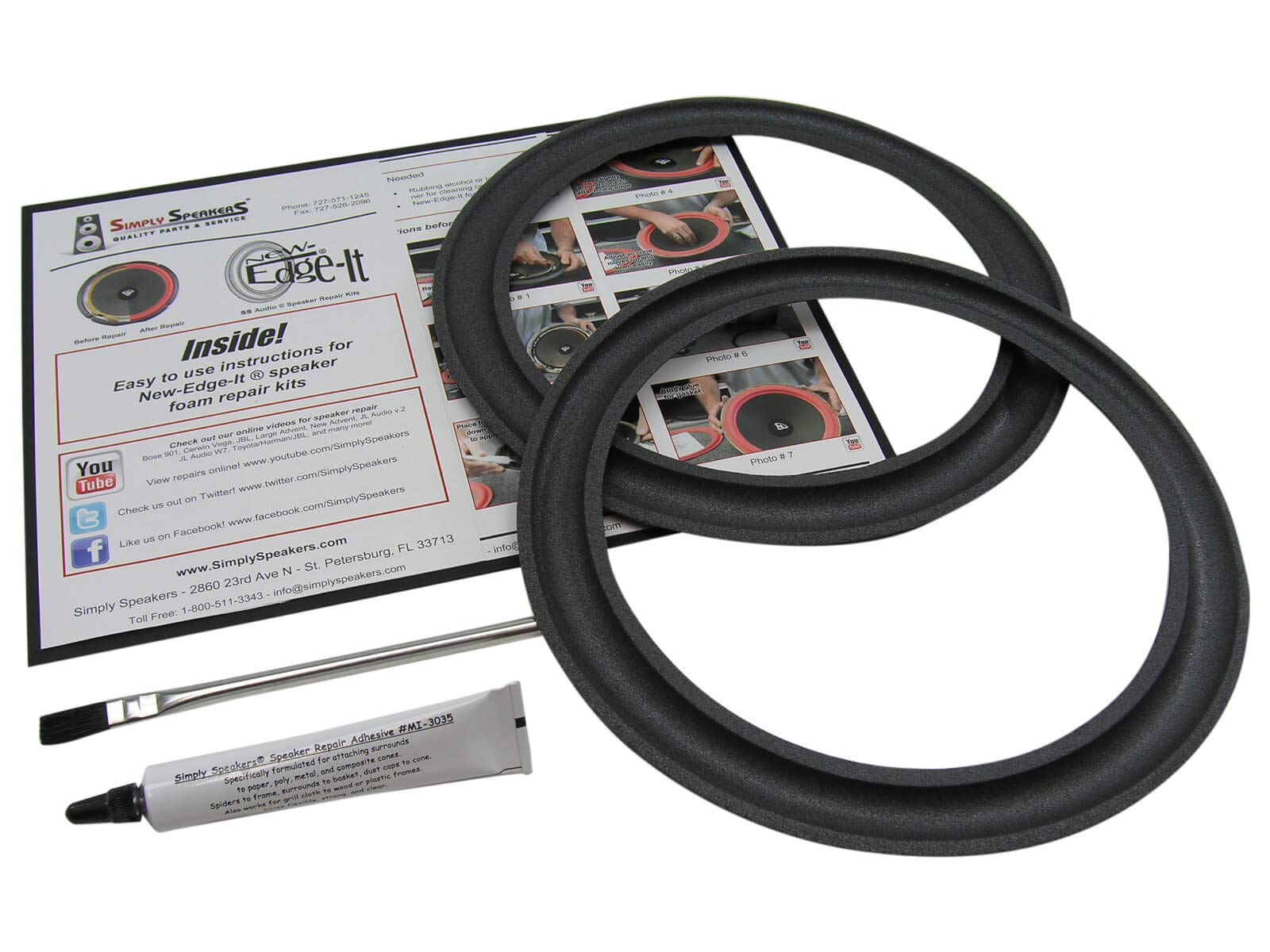 Large Advent 10 Inch Foam Speaker Repair Kit Masonite Frame FSK-10AD (Pair) - Perfect for Vintage Audio Restoration and Home Theater Upgrades