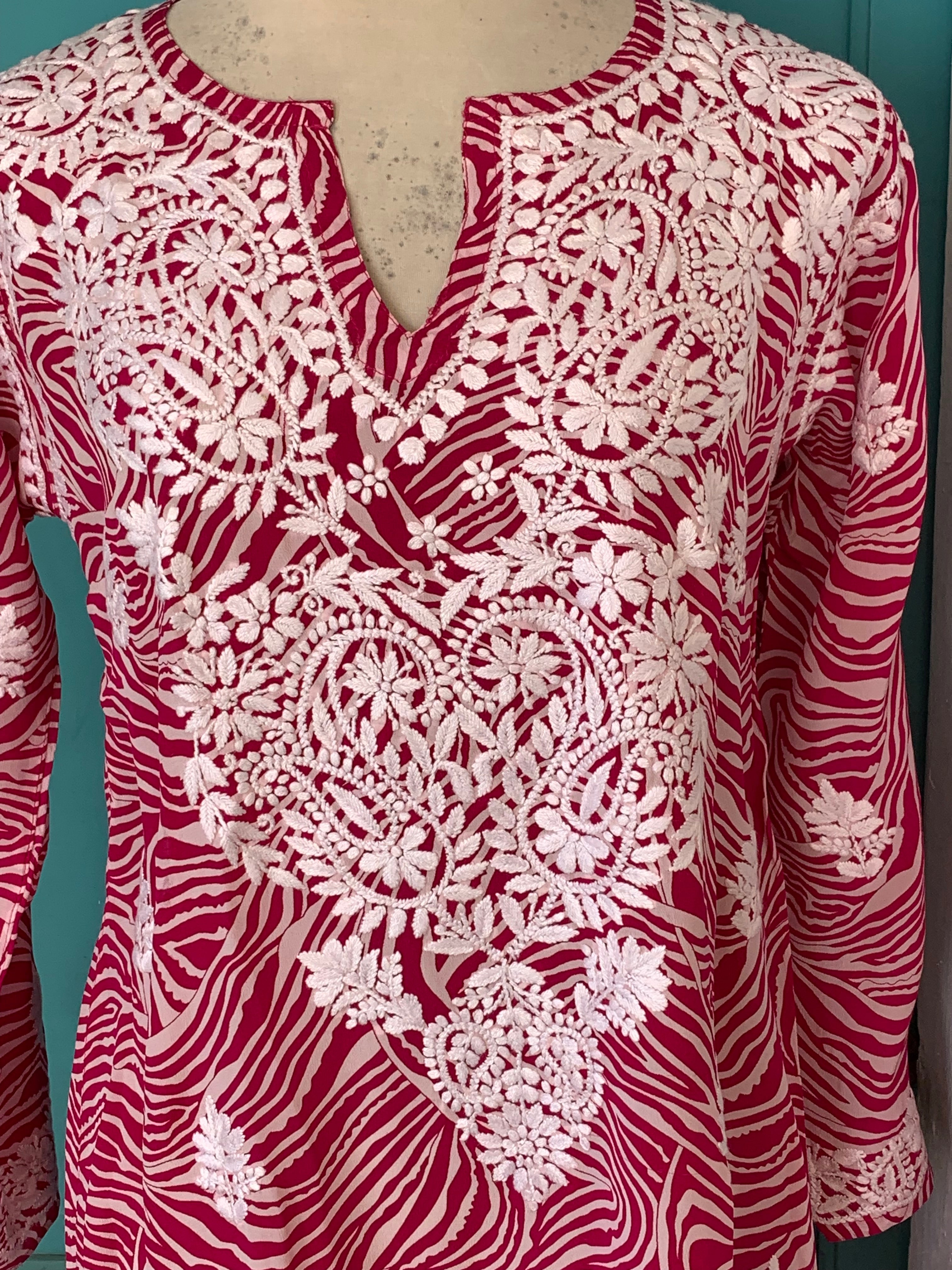 2024 New Women's Silk Tunic Top - Elegant Pink Tiger Print Design, Soft Breathable Fabric for Casual Wear, Party & Vacation Outfits