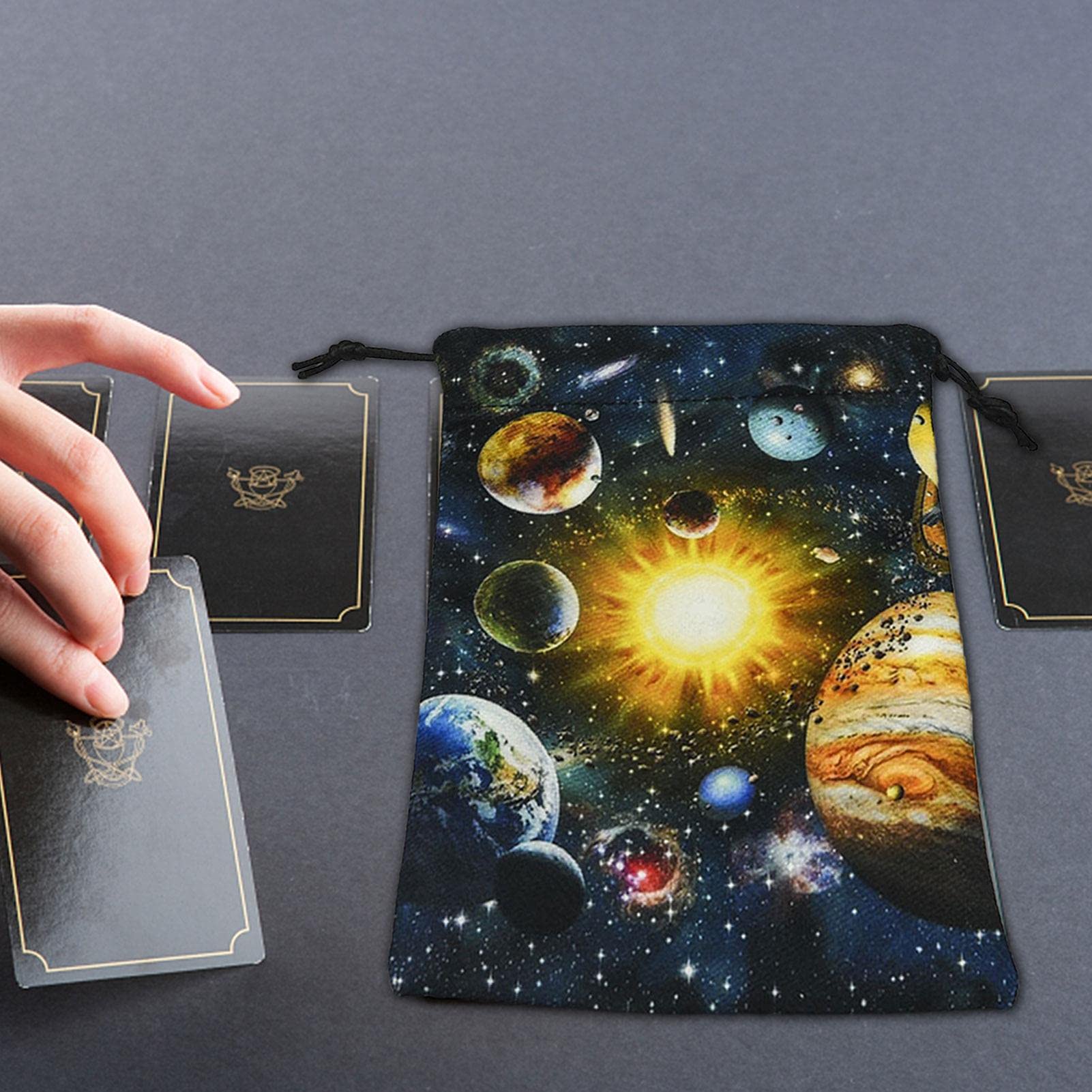Premium Velvet Tarot Cloth Bag - Double-Sided Digital Printed Tarot Card Storage Pouch for Board Games & Divination | Perfect Gift for Tarot Enthusiasts & Psychic Readers (Use for Card Protection, Travel & Spiritual Rituals)