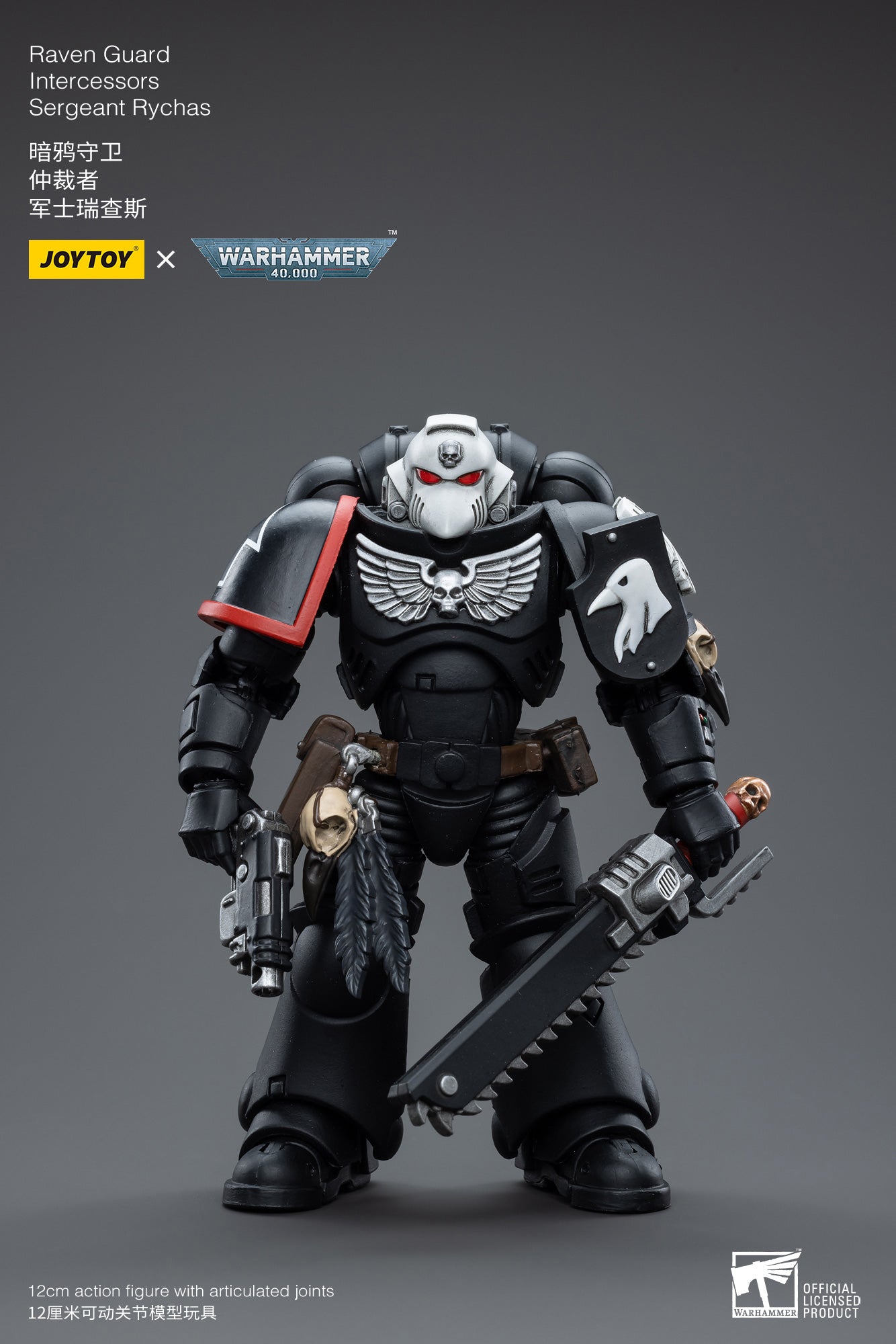 JOYTOY 1/18 Scale Warhammer 40K Raven Guard Intercessors Sergeant Rychas Action Figure - Collectible Miniature for Tabletop Gaming & Display