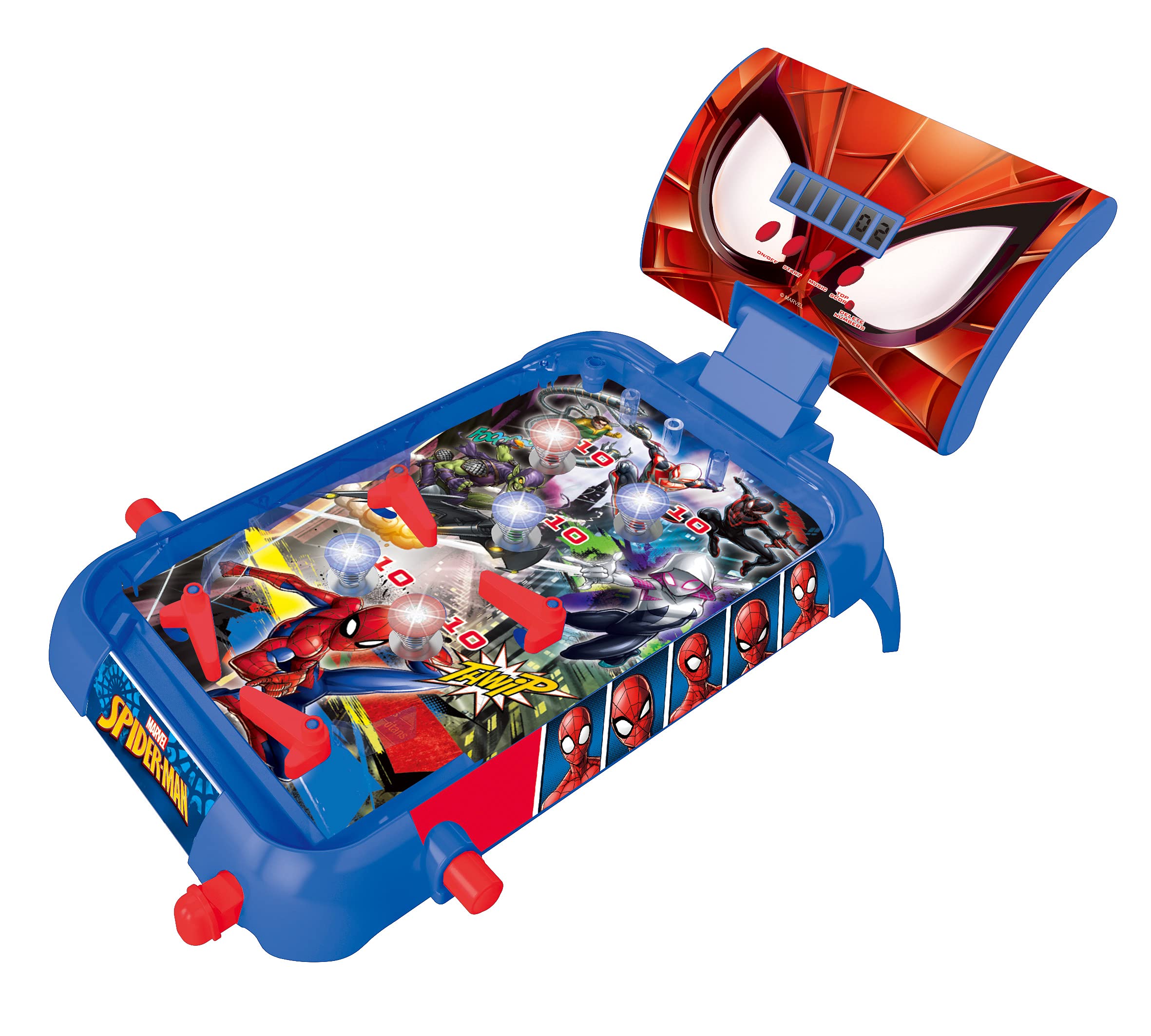 Lexibook Marvel Spider-Man Electronic Pinball Game Table - Kids & Family Arcade Machine with LCD Screen, Light & Sound Effects - Blue/Red (JG610SP) | Perfect for Birthday Gifts, Family Game Nights & Superhero-Themed Parties