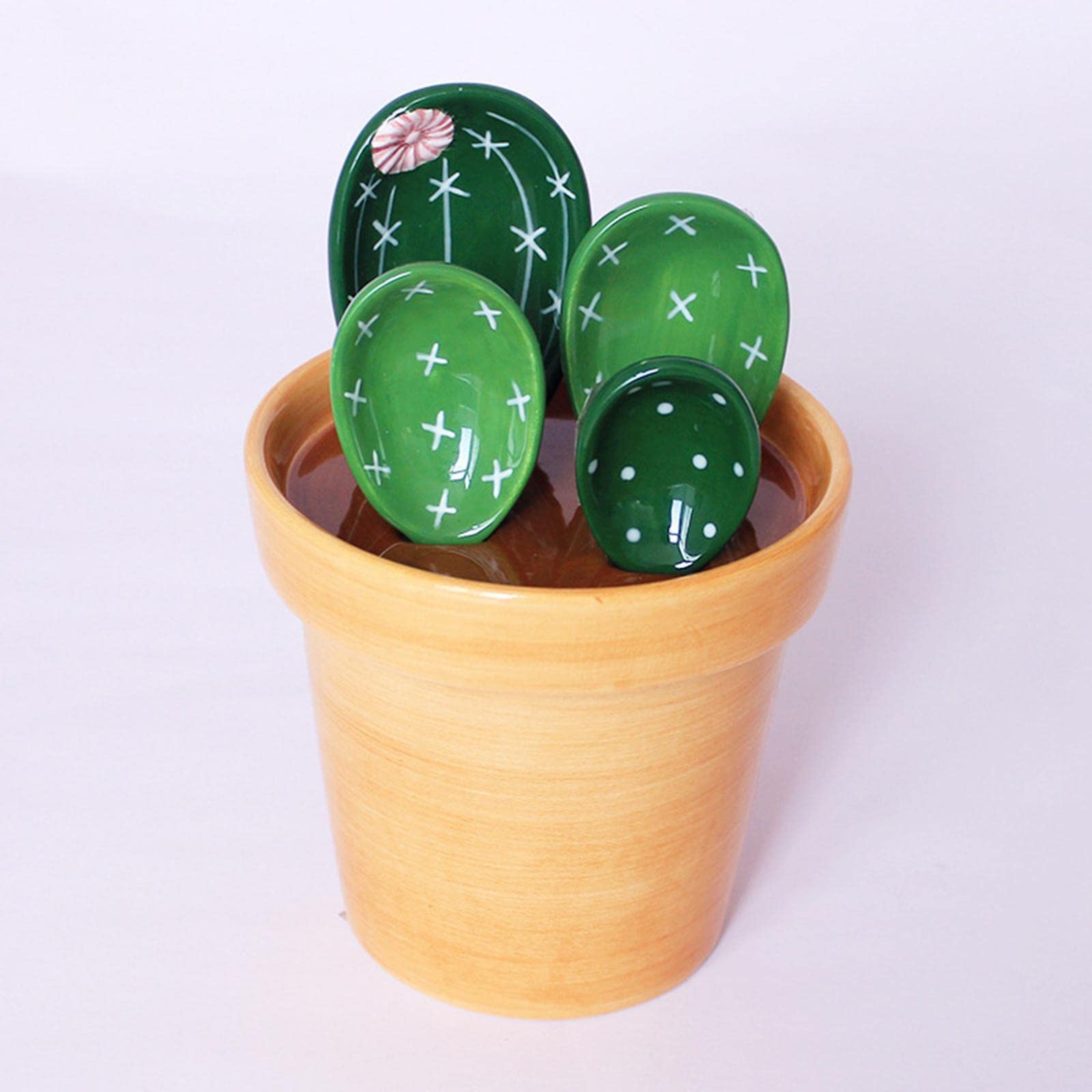 LOSA Creative Cactus Measuring Spoons Set - 5-Piece Stainless Steel Kitchen Measuring Spoons in Flower Pot - Perfect for Baking, Cooking & Coffee Measuring (Ideal Gift for Home Chefs)
