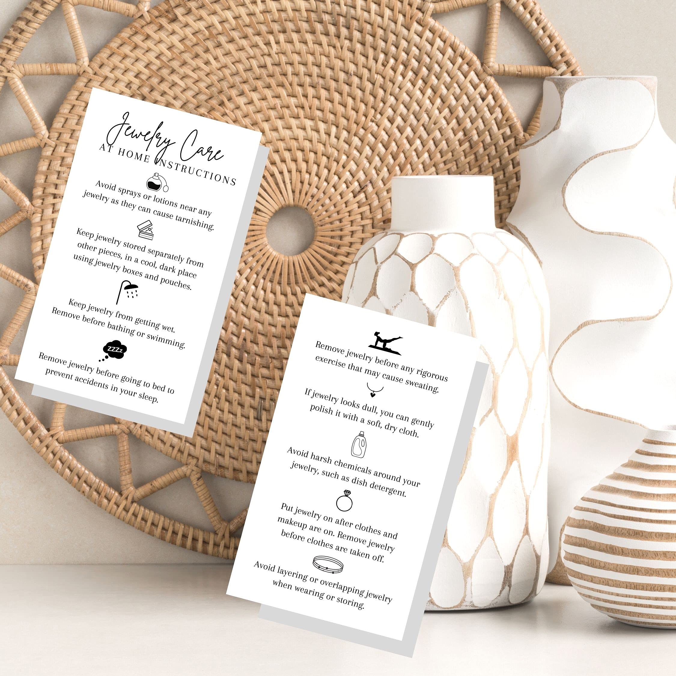 50 Pack Jewelry Care Instruction Cards - 2