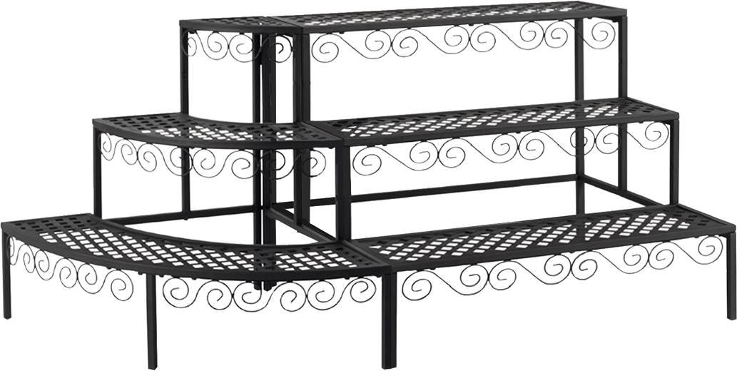 Tierra Garden 39-100366N 3-Tier Black Metal Plant Stand for Indoor Outdoor Decor - Perfect for Balcony, Patio, and Garden Plant Display