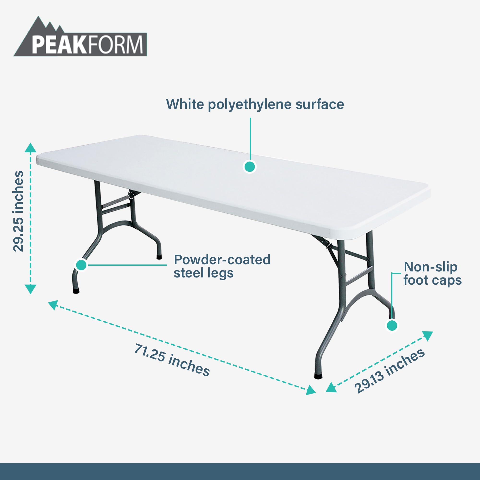 6 Foot White Lightweight Folding Banquet Table - Multipurpose Durable Desk with Secure Base for Indoor & Outdoor Events - Perfect for Weddings, Parties, Conferences and Picnics