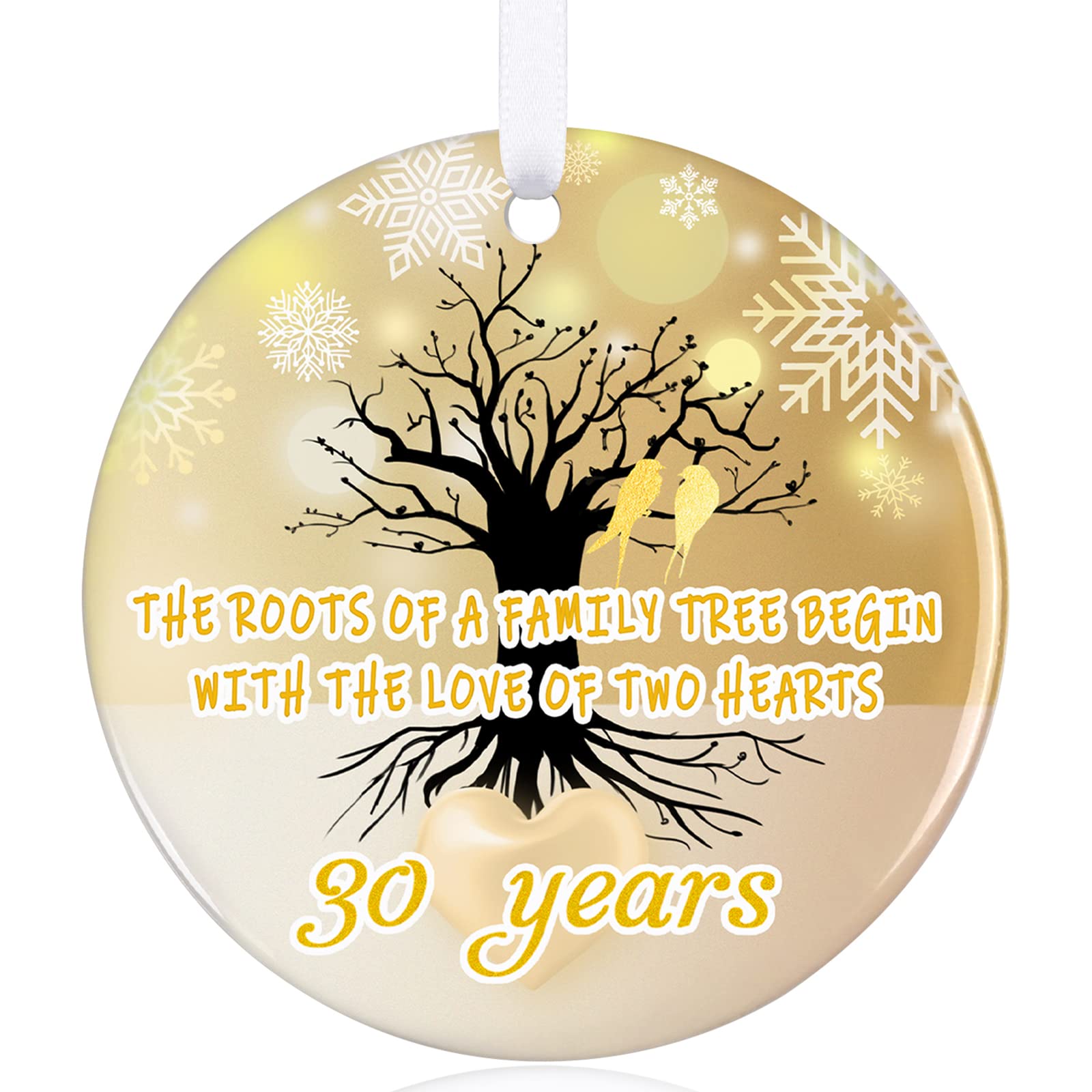 Jocidea 30th Wedding Anniversary Ornament - Pearl Themed Keepsake Gift for Couples, 30 Years Anniversary Decor & Christmas Tree Ornament (Perfect for Holiday Decorations, Gift Exchanges & Anniversary Celebrations)