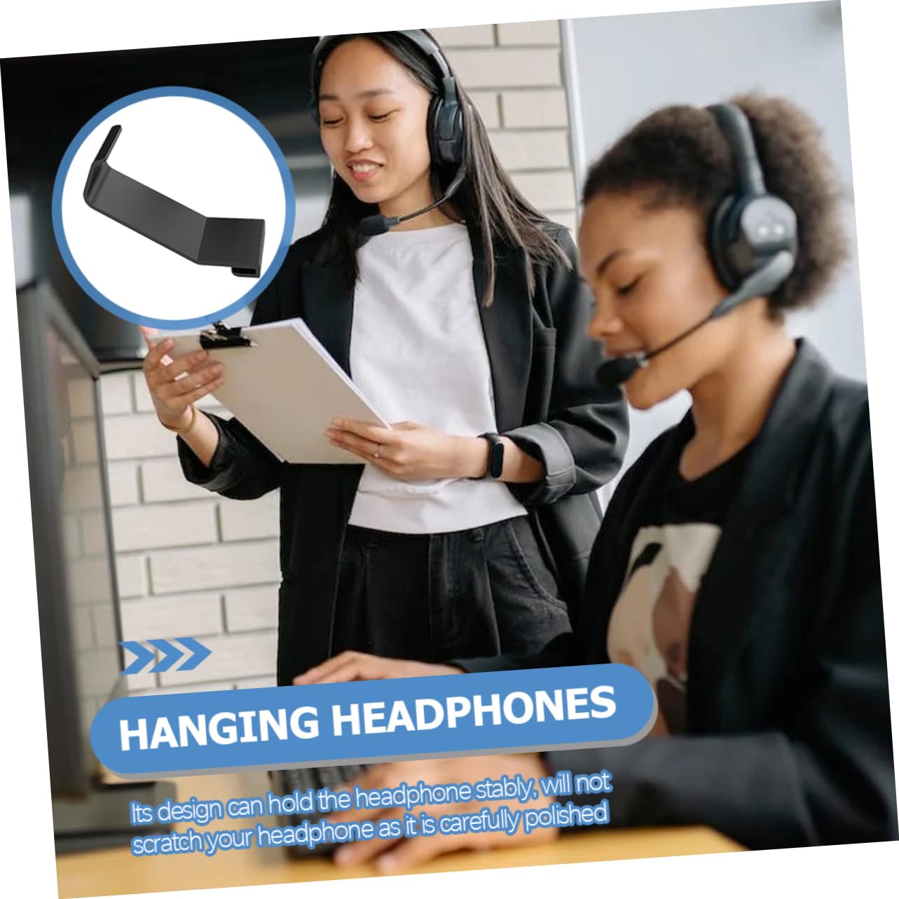 3-Pack White Headphone Stand Holder with Side Rack - Organize Your Headset, Earphones & Accessories - Perfect for Home, Office, Gaming Setup & Desk Organization