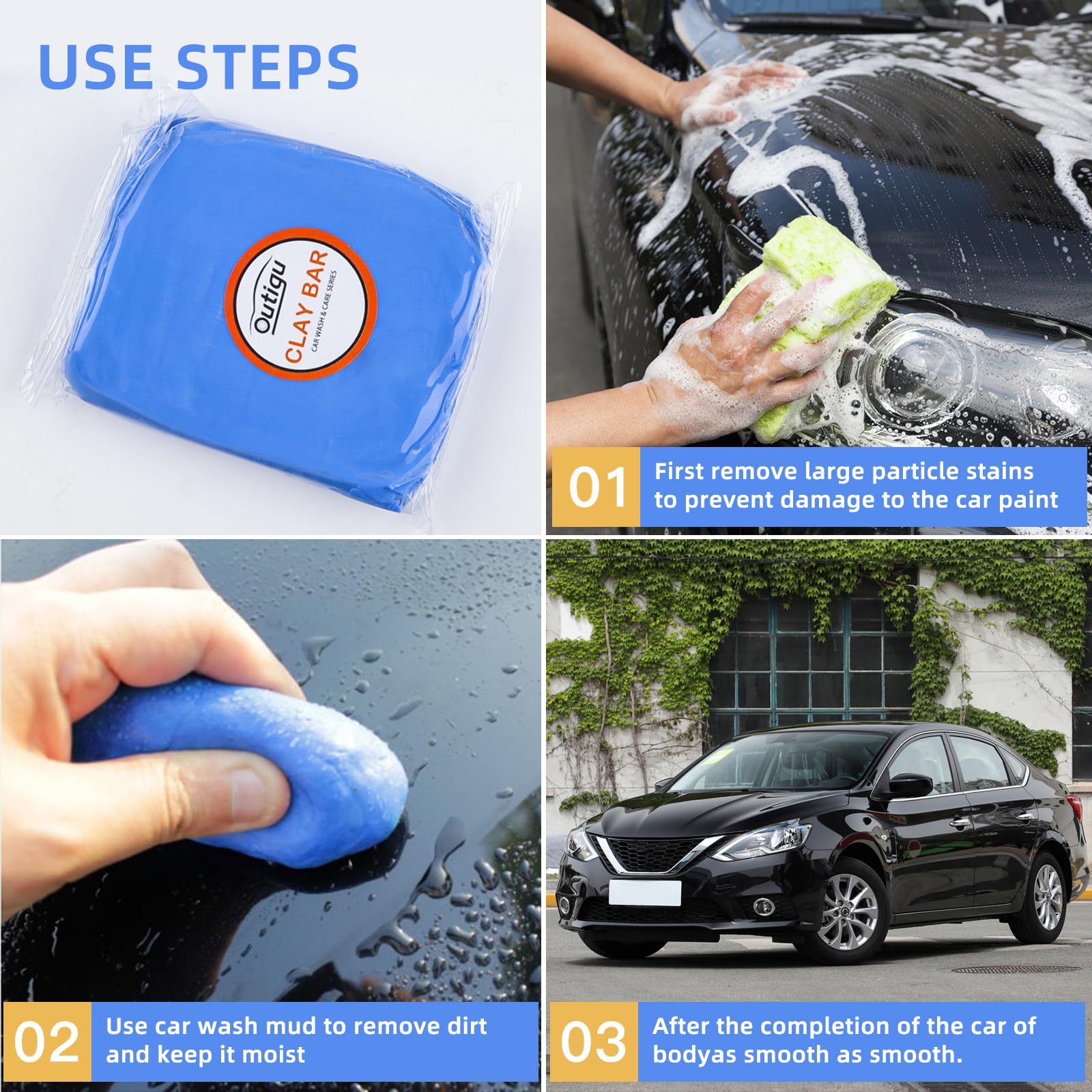3 Pack 100g Magic Car Clay Bar Kit with Cleaning Gel & Microfiber Towel | Professional Auto Detailing Clay Bar & Dust Remover Gel for Car Vents, Dashboard | Perfect for DIY Car Wash & Interior Cleaning