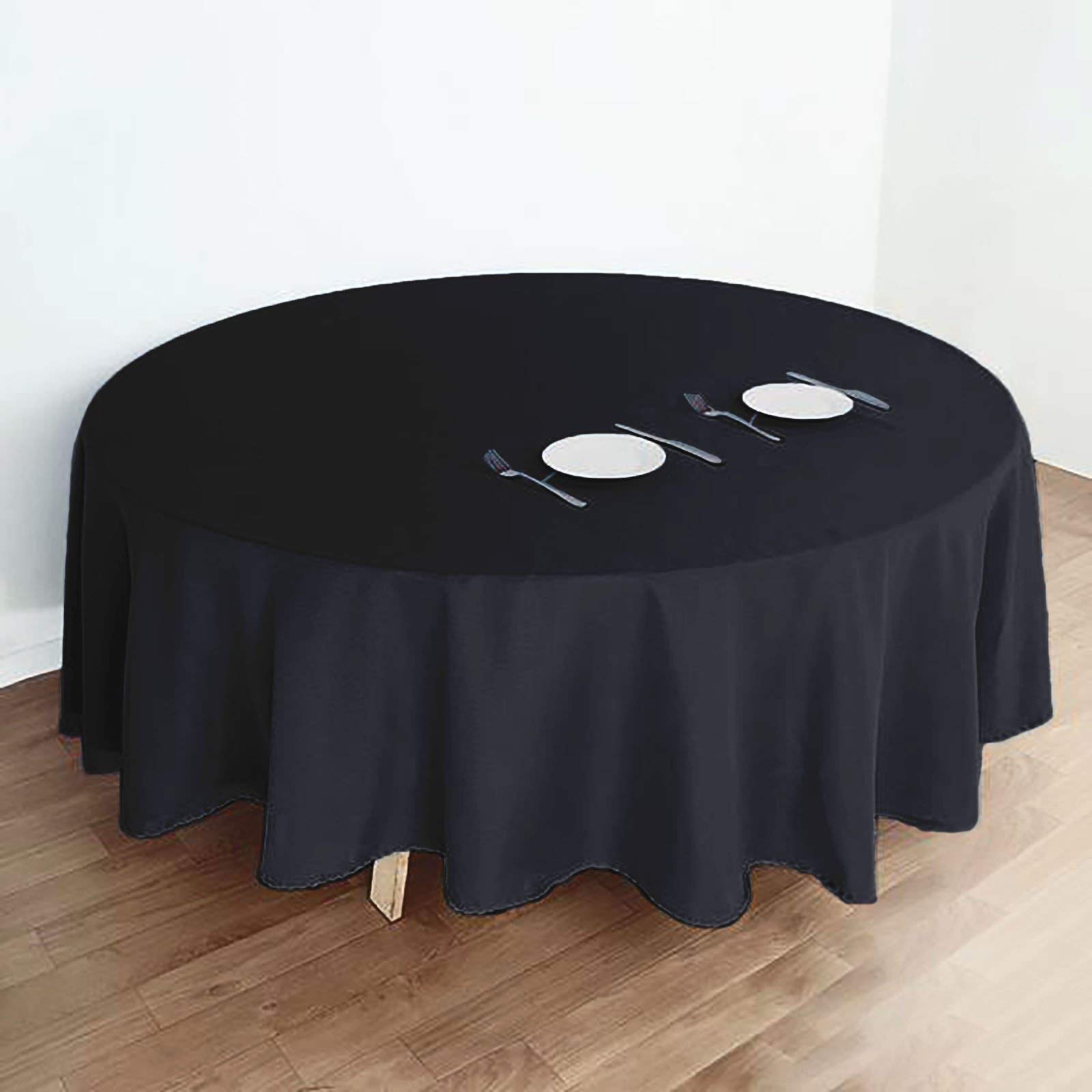 BalsaCircle Halloween Party Tablecloth - 10 Pack 108 Inch Black Round Washable Polyester Table Cover for Dining, Kitchen Decor & Party Supplies | Perfect for Halloween Decorations, Dinner Parties & Holiday Events