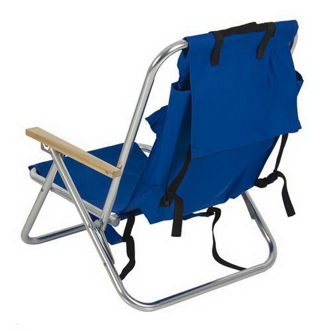 Portable Folding Backpack Beach Chair - Lightweight & Durable Camping Chair for Outdoor Adventures, Picnics, and Beach Trips - Blue Solid Construction