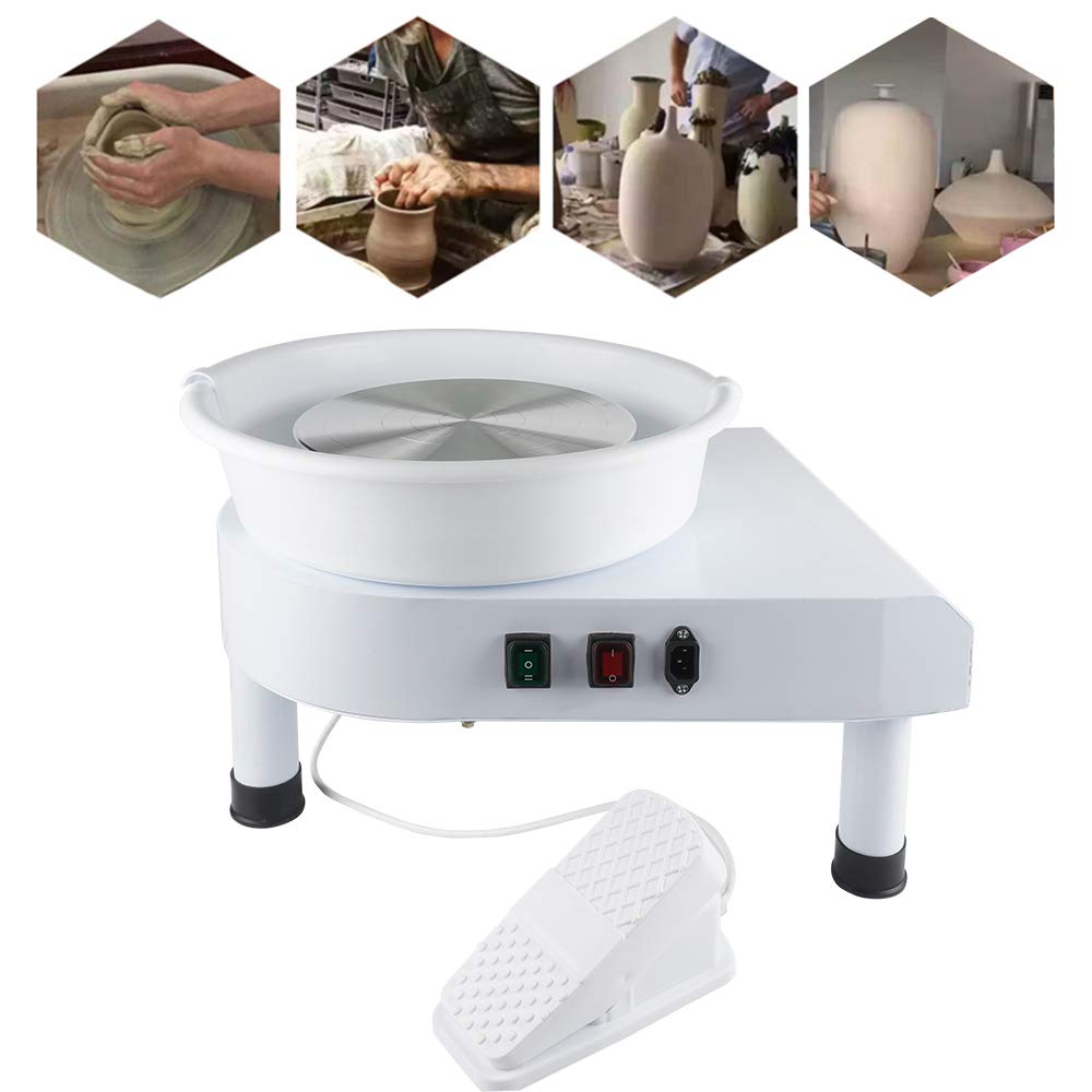 Electric Pottery Wheel Machine 350W - Heavy Duty Ceramic Potters Wheel with Foot Pedal & 10 Clay Shaping Tools - Perfect for Beginners, DIY Art Projects, Home Studio & Classroom Ceramic Making
