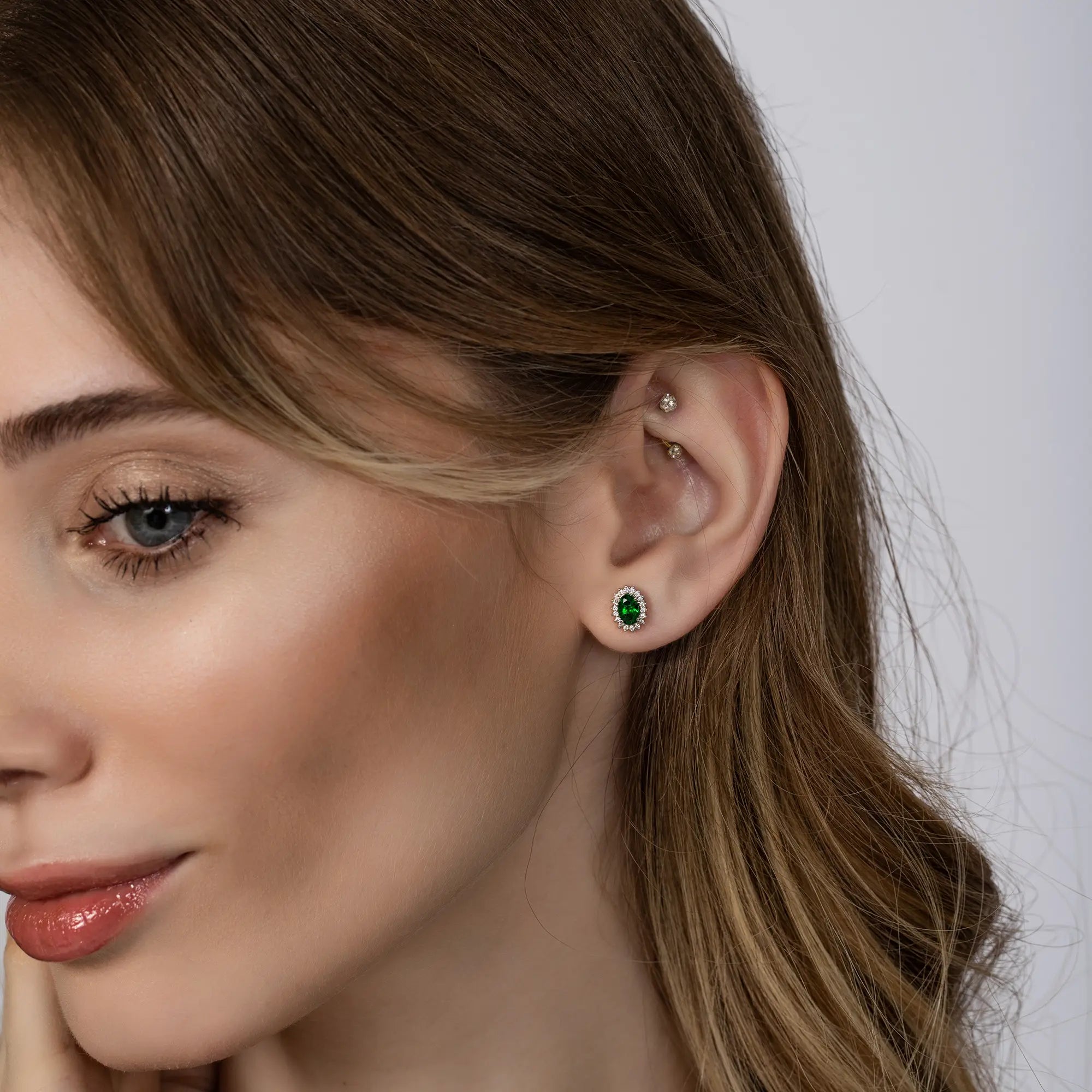 Emerald Stud Earrings for Women - 14K Gold Plated Genuine Green Gemstone Earrings - Perfect for Weddings, Parties & Everyday Elegance