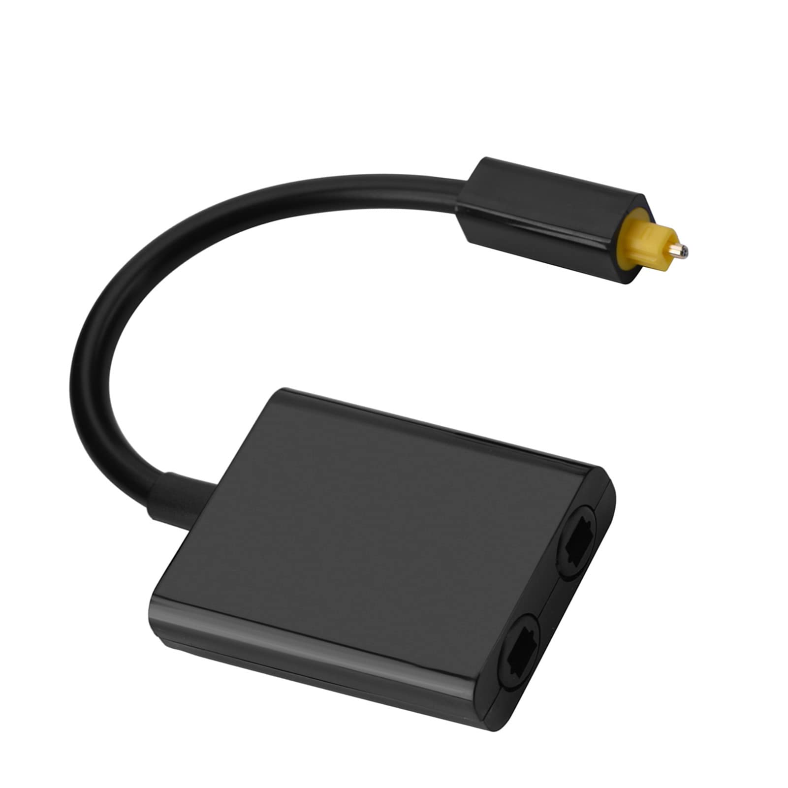 Ejoyous 2 Port Toslink Digital Optical Audio Splitter - 24K Gold Plated Connectors, 1 Input 2 Output for Home Theater, Sound Bar, PS5, Xbox & TV Audio Systems - Fiber Optic Cable Replacement (Black)