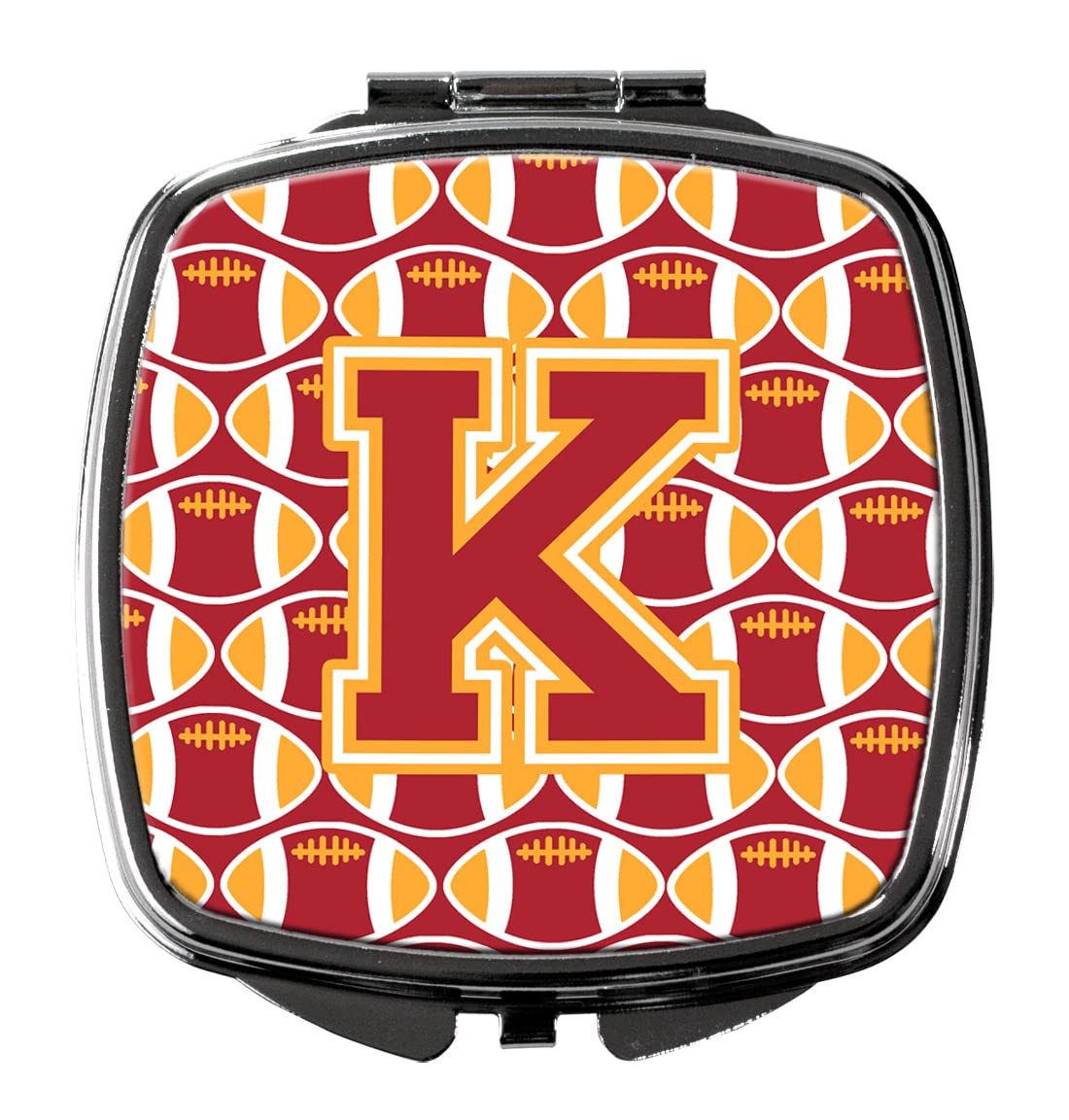 Caroline's Treasures CJ1070-KSCM Letter K Football Cardinal and Gold Compact Mirror - Portable Folding Handheld Travel Makeup Mirror for Women & Girls, Perfect Gift for Sports Fans, Home Decor, and On-the-Go Touch-Ups