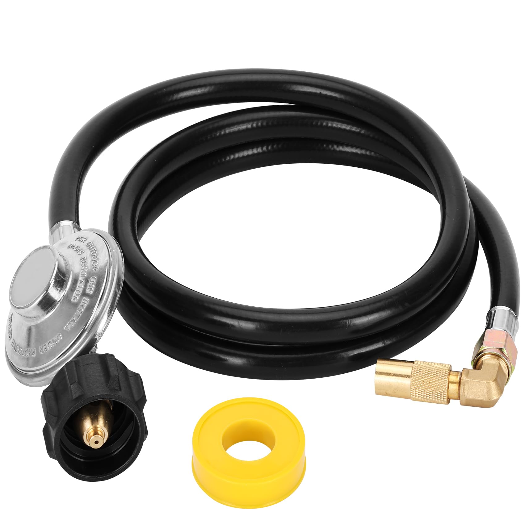 6.5 Feet Universal QCC1 Propane Regulator & Hose with 90° Elbow Adapter - Compatible with 17