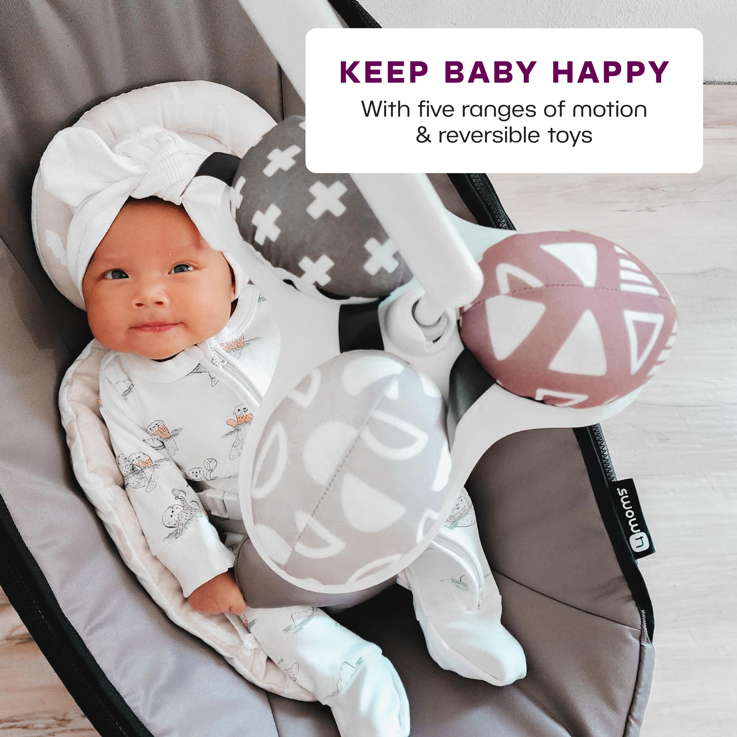 4moms RockaRoo Baby Rocker - Front to Back Gliding Motion Infant Swing, Graphite Grey - Perfect for Soothing Newborns & Toddlers at Home or On-the-Go