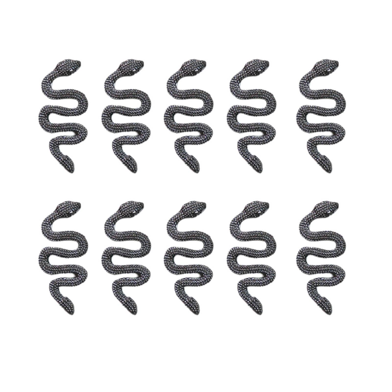 10Pcs Nail Decals Rhinestones - Minimalist Snake Nail Charms, Black Nail Gems & Glitter for DIY Nail Art | Nail Jewelry Decorations for Women | Perfect for Parties, Weddings & Salon Designs