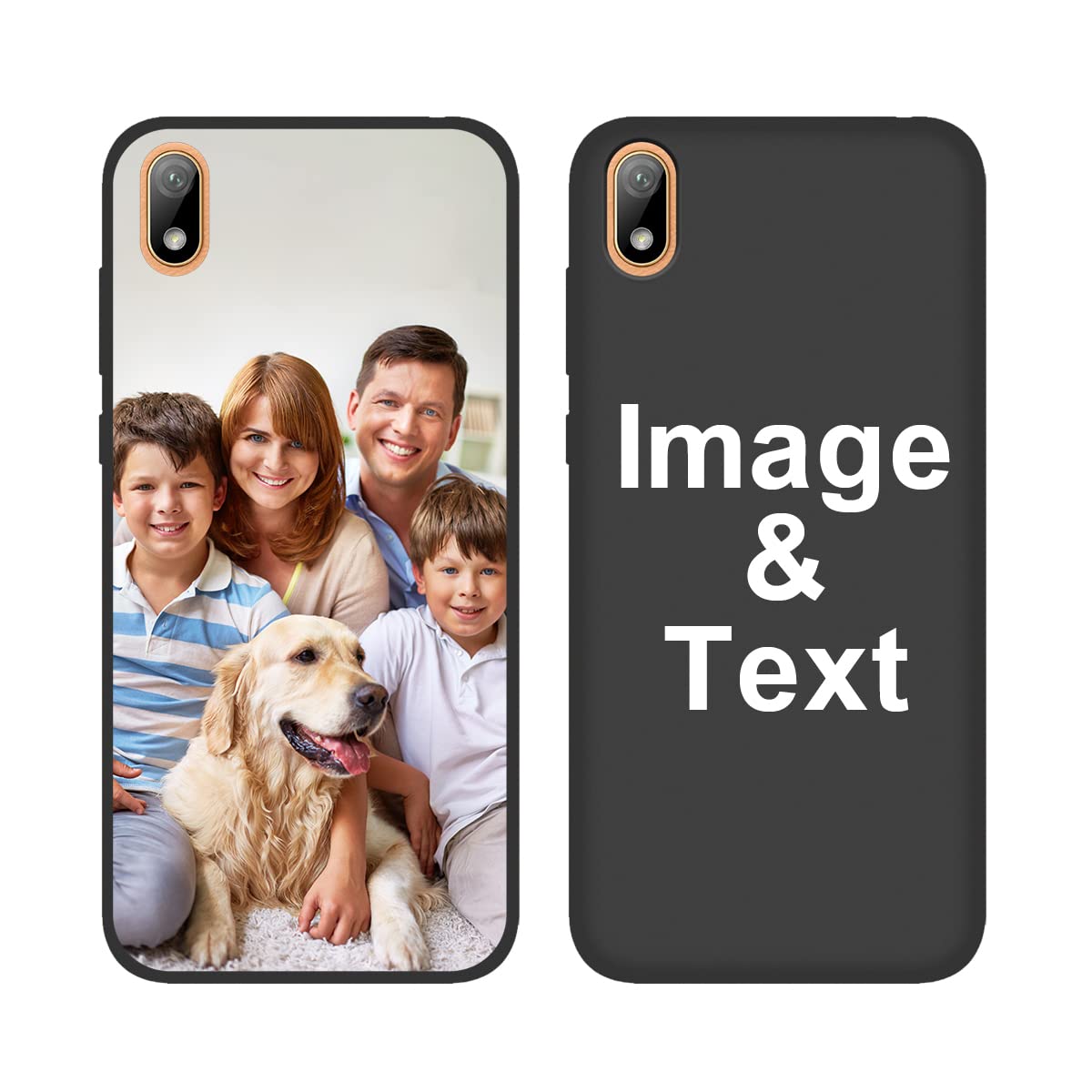 Custom Huawei Y5 2019 Phone Case - Personalized Picture Shockproof Silicone Cover, Soft Candy Design Protective Case - Perfect Christmas Birthday Gift for Women Men (Black) | Great for Daily Use, Travel & Special Occasions