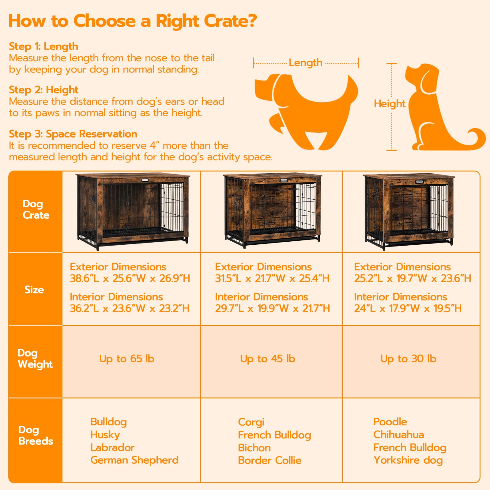 HOOBRO Wooden Dog Crate Furniture - Large Pet Kennel with Pull-Out Tray, Modern Rustic Brown End Table for Small/Medium/Large Dogs | Indoor Home Decor & Cozy Pet Space for Living Room, Bedroom or Office