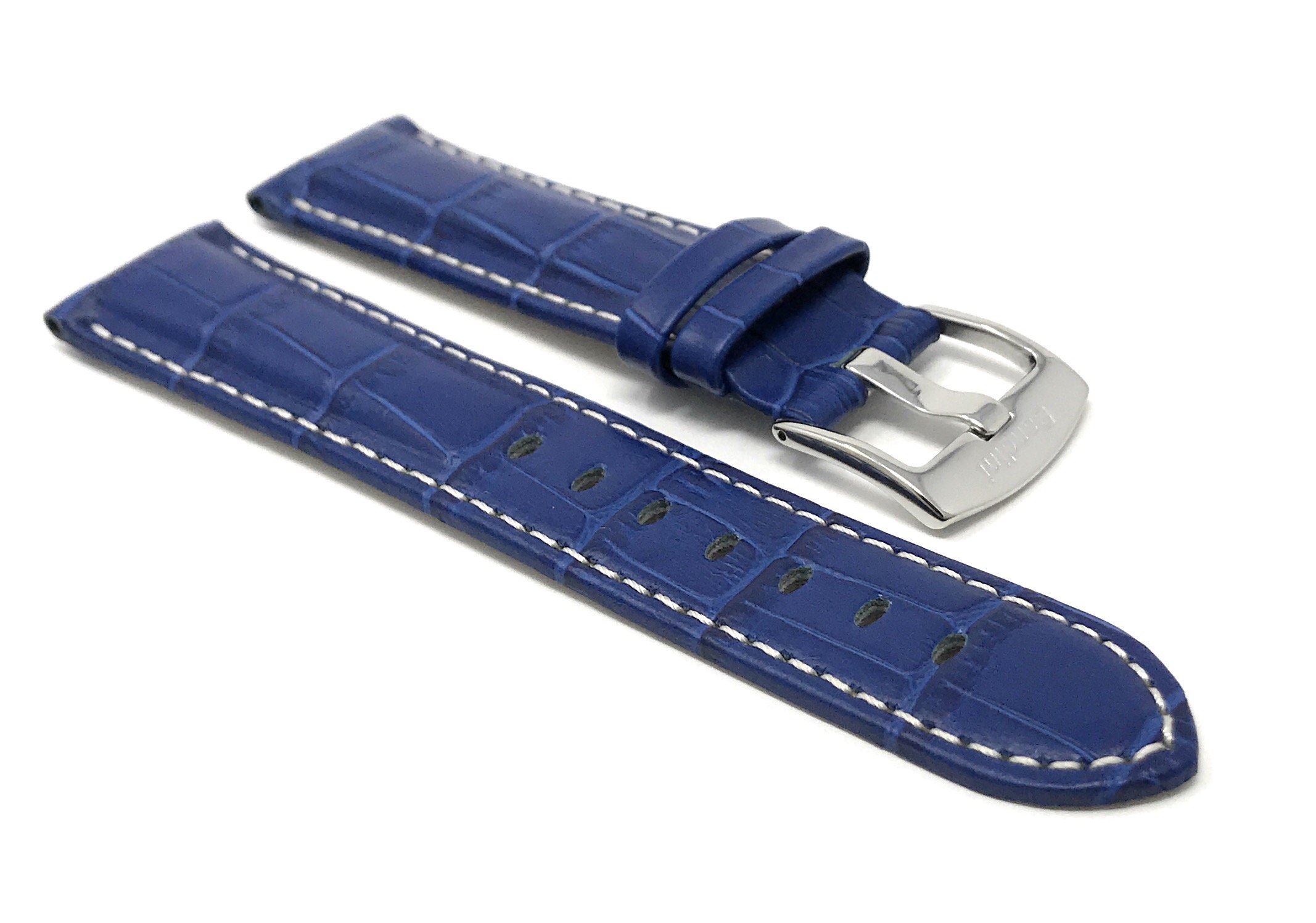 Men's 18mm Alligator Leather Watch Band - Blue Replacement Strap for Classic & Smart Watches - Office & Casual Wear