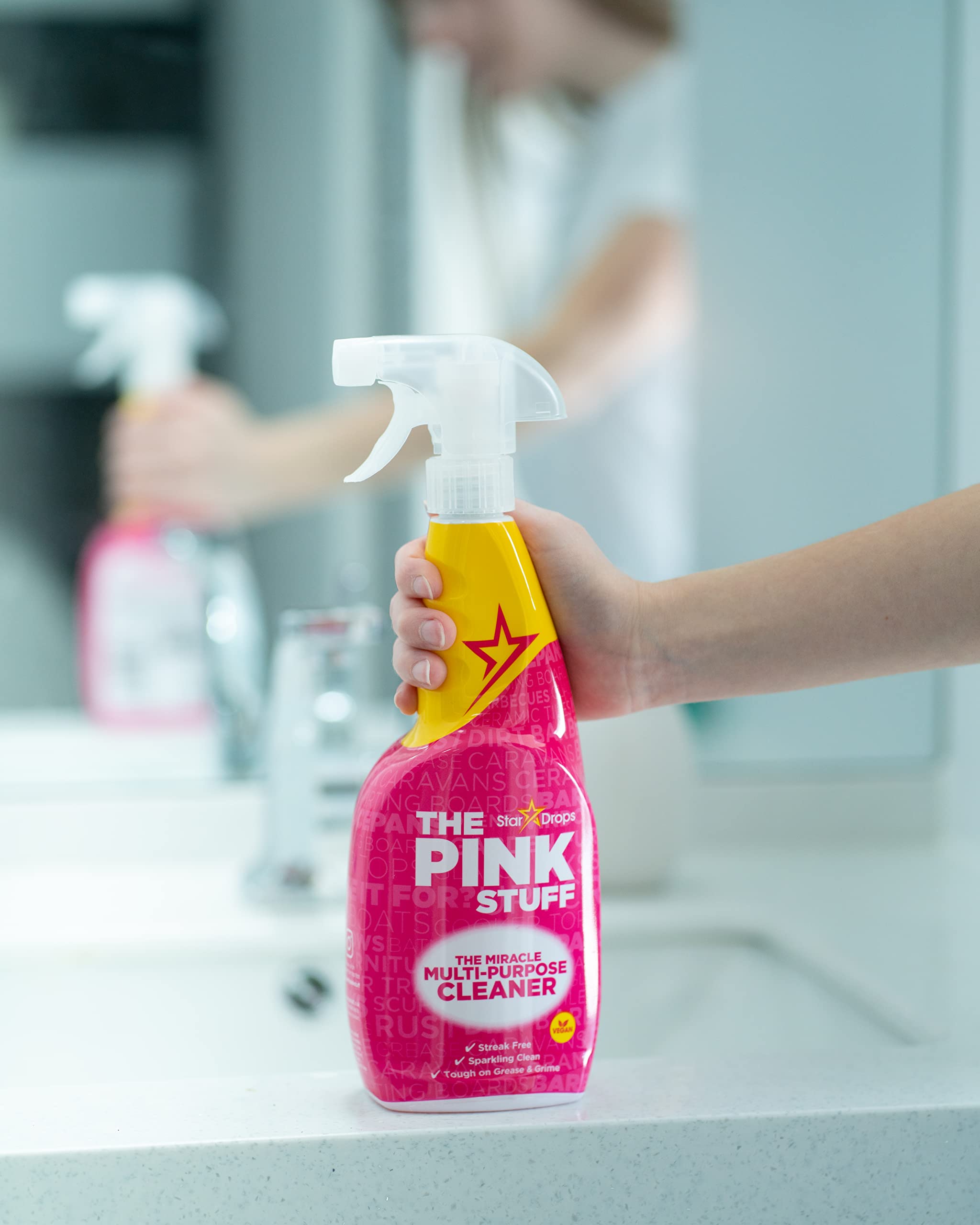 Stardrops The Pink Stuff Miracle Multi-Purpose Cleaning Spray 750ml (3-Pack) - All-Purpose Cleaner for Kitchen, Bathroom, Stainless Steel & More - Powerful Degreaser & Stain Remover for Tough Cleaning Jobs