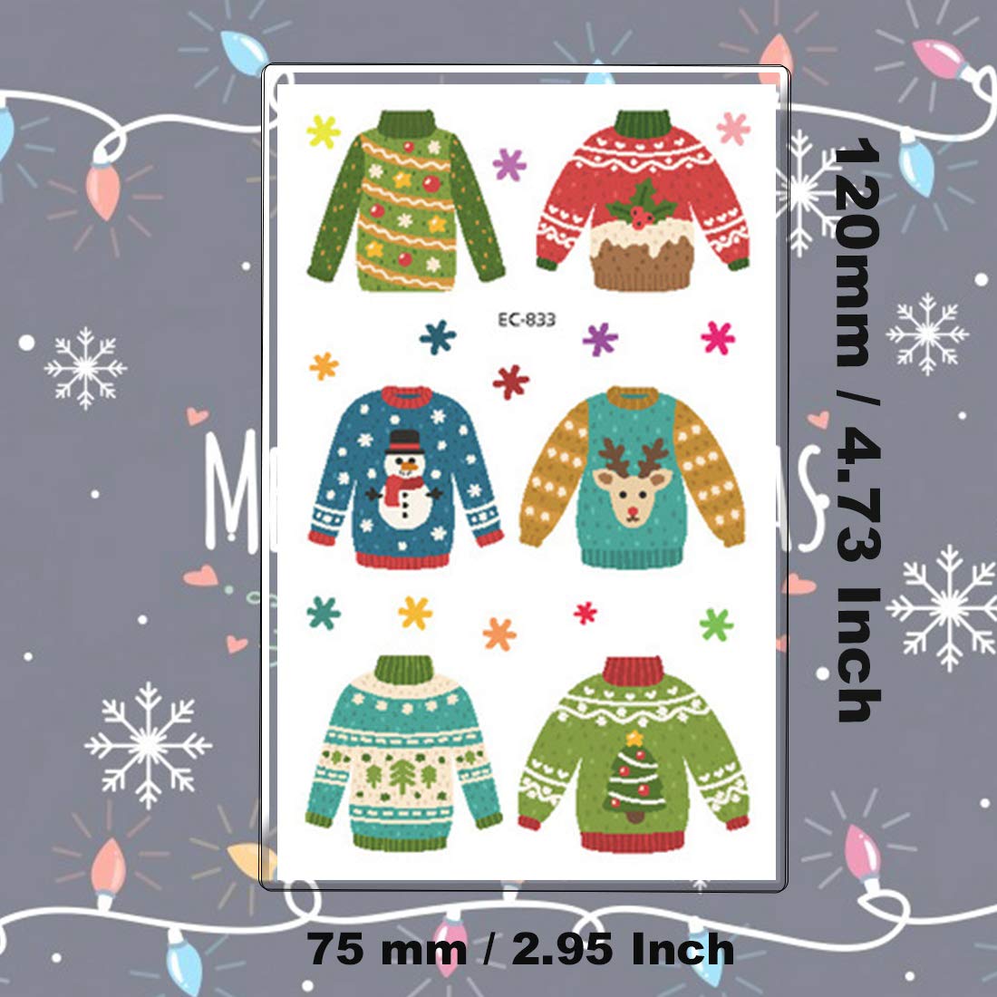 Ooopsiun Christmas Temporary Tattoos for Kids - 100 Fun Holiday Tattoos | Santa, Snowman & Reindeer Designs for Christmas Party Favors, Decorations & Stocking Stuffers | Perfect for Holiday Celebrations, Classroom Activities & Gift Exchanges