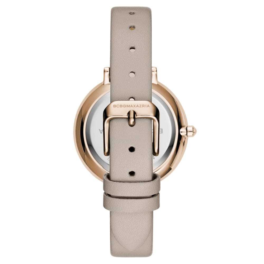 BCBGMAXAZRIA Women's Watch BG50668004 - Grey Leather Strap, Fashionable & Elegant Timepiece for Office, Party & Everyday Wear