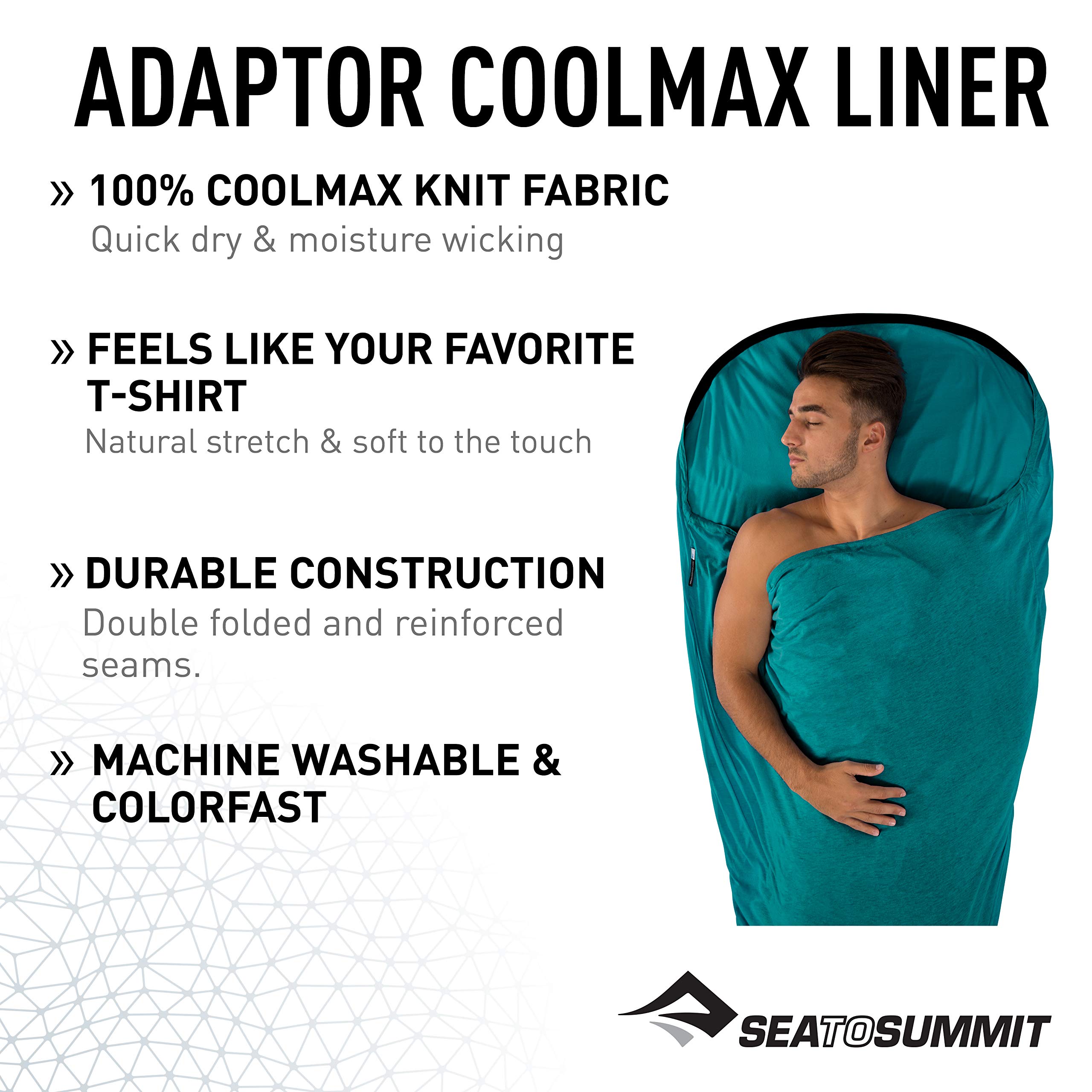 Sea to Summit Adaptor Coolmax Sleeping Bag Liner - Lightweight Travel Bedding for Camping, Hiking & Backpacking - Keeps You Cool & Comfortable in Warm Weather