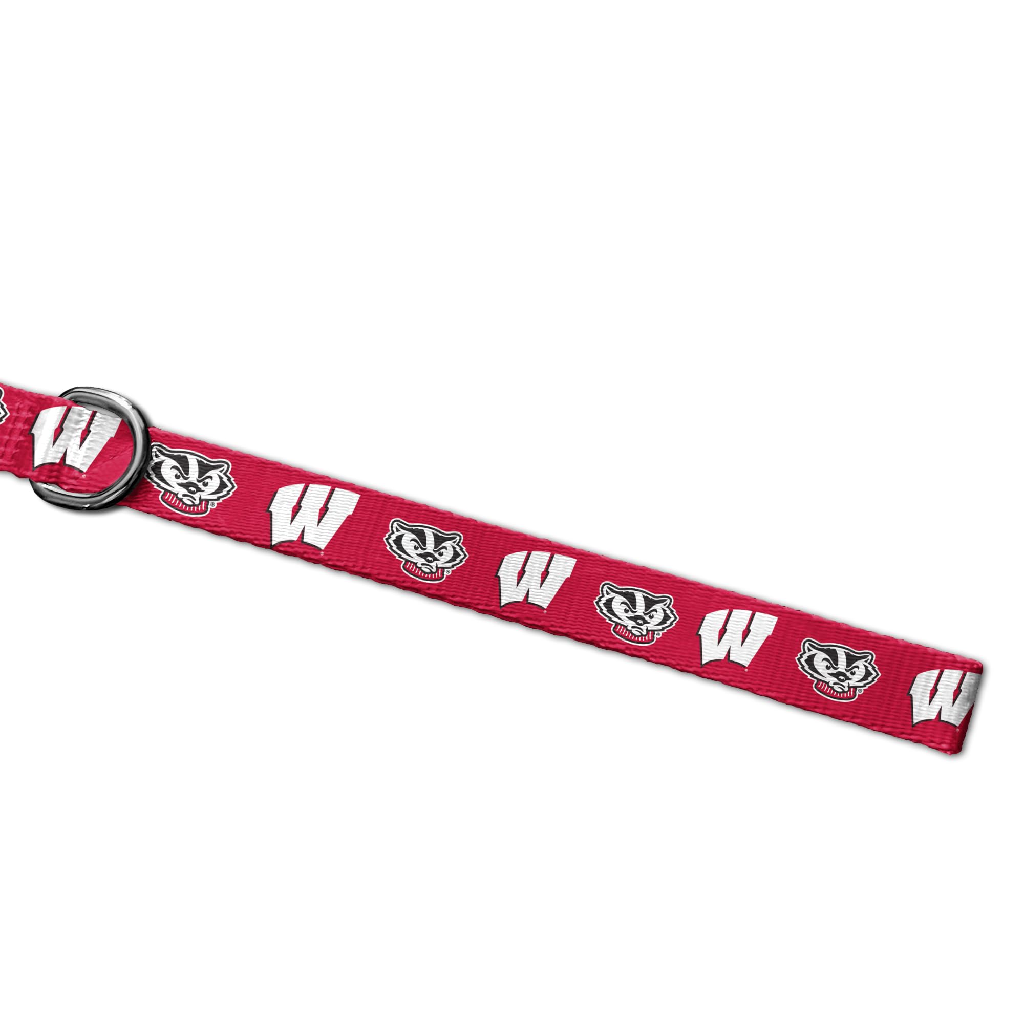 Official Wisconsin Badgers Pet Collar & Leash Set - NCAA Licensed Dog Accessories for Small Medium Large Dogs - 6FT Durable Nylon Leash for Walking Training (Game Day, Outdoor Adventures, Daily Walks)