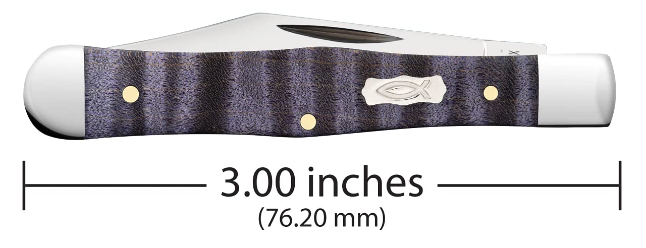 Premium Stainless Steel Pocket Knife with Purple Curly Maple Wood Handle - Case XX Swell Center Jack 80543 - Perfect for Camping, Hiking & Everyday Carry (EDC)